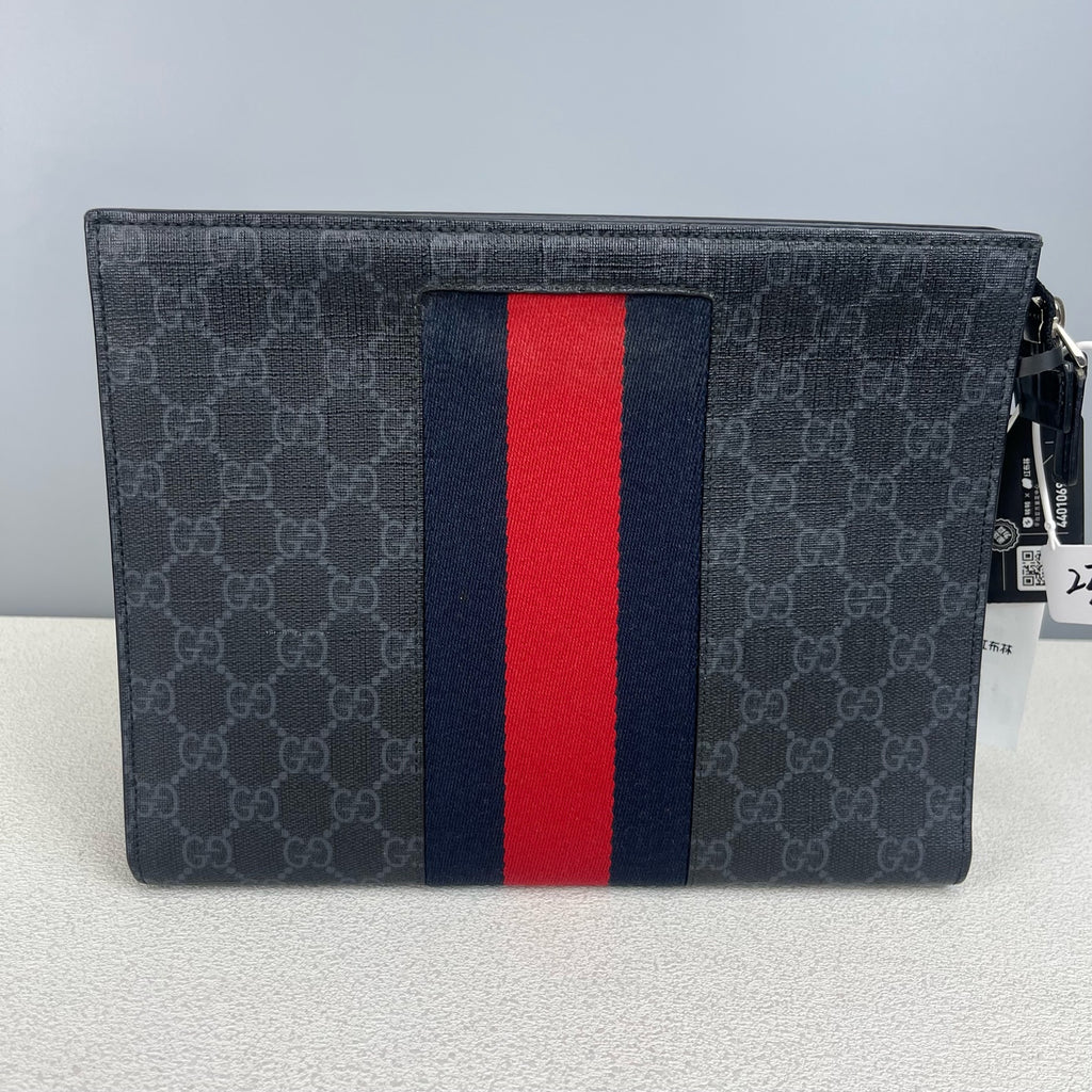 Gucci Striped Web GG Supreme canvas clutch bag Canvas Clutch 475316 KHN4C 1095