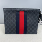 Gucci Striped Web GG Supreme canvas clutch bag Canvas Clutch 475316 KHN4C 1095