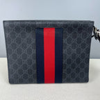 Gucci Striped Web GG Supreme canvas clutch bag Canvas Clutch 475316 KHN4C 1095