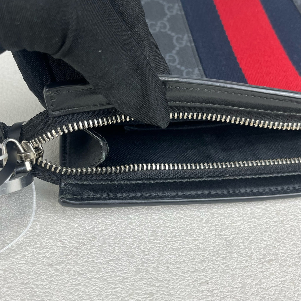 Gucci Striped Web GG Supreme canvas clutch bag Canvas Clutch 475316 KHN4C 1095