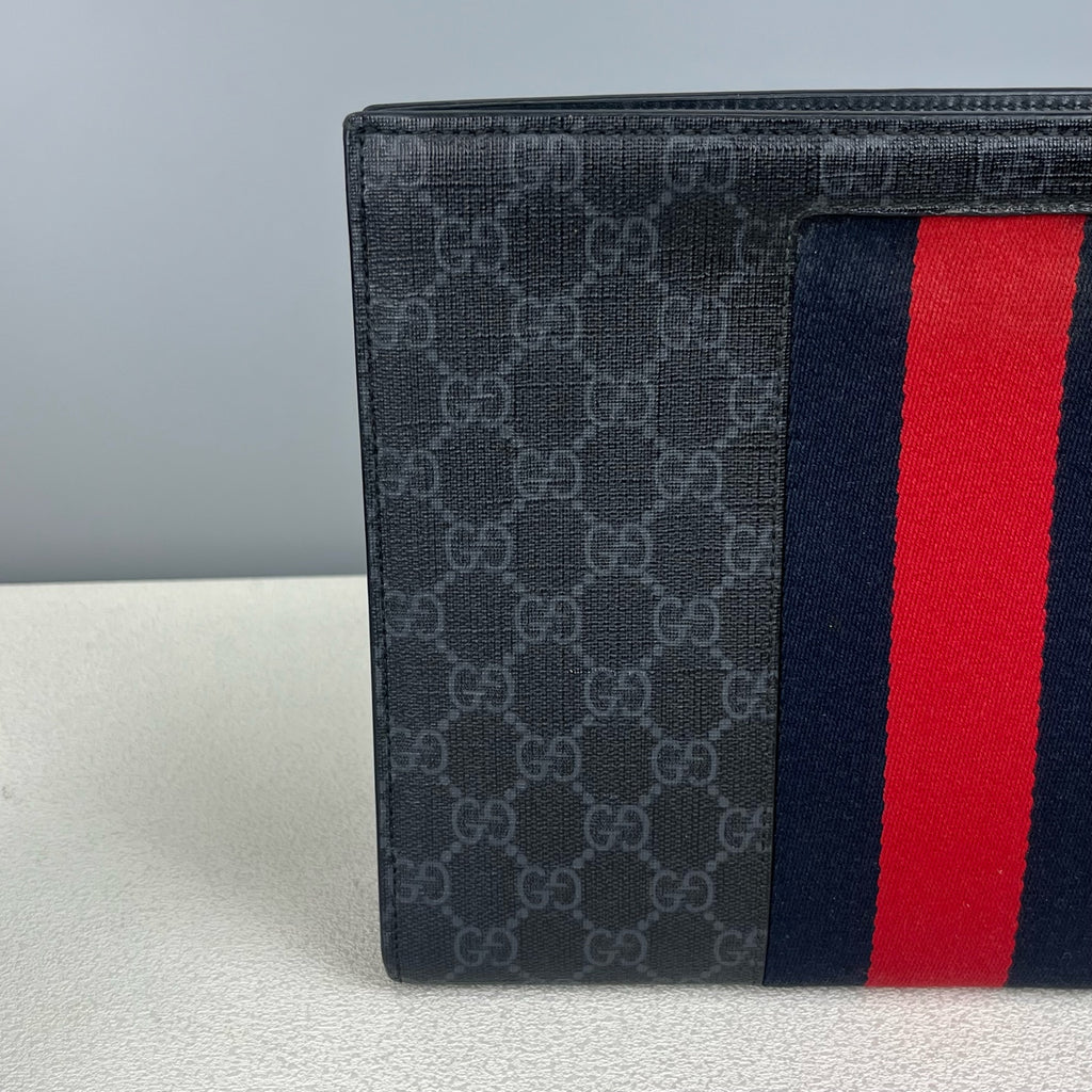 Gucci Striped Web GG Supreme canvas clutch bag Canvas Clutch 475316 KHN4C 1095