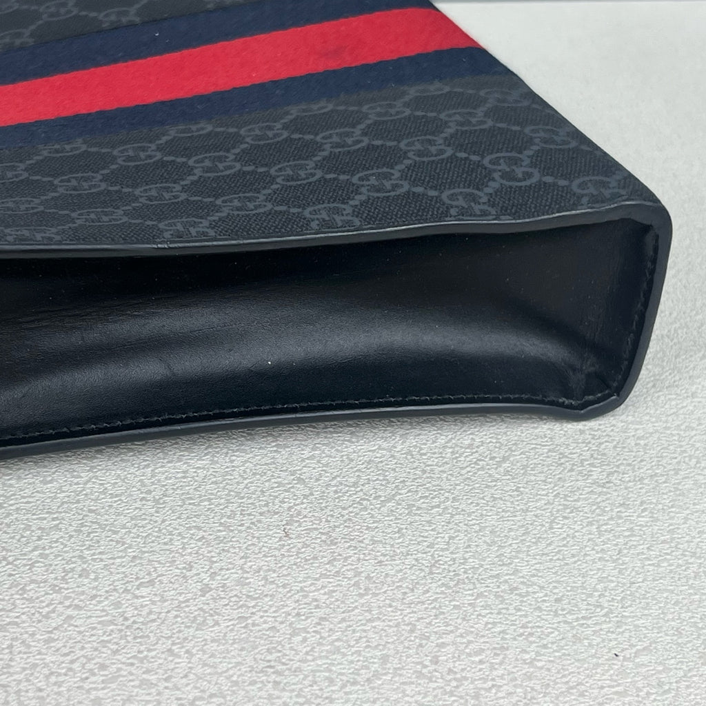 Gucci Striped Web GG Supreme canvas clutch bag Canvas Clutch 475316 KHN4C 1095