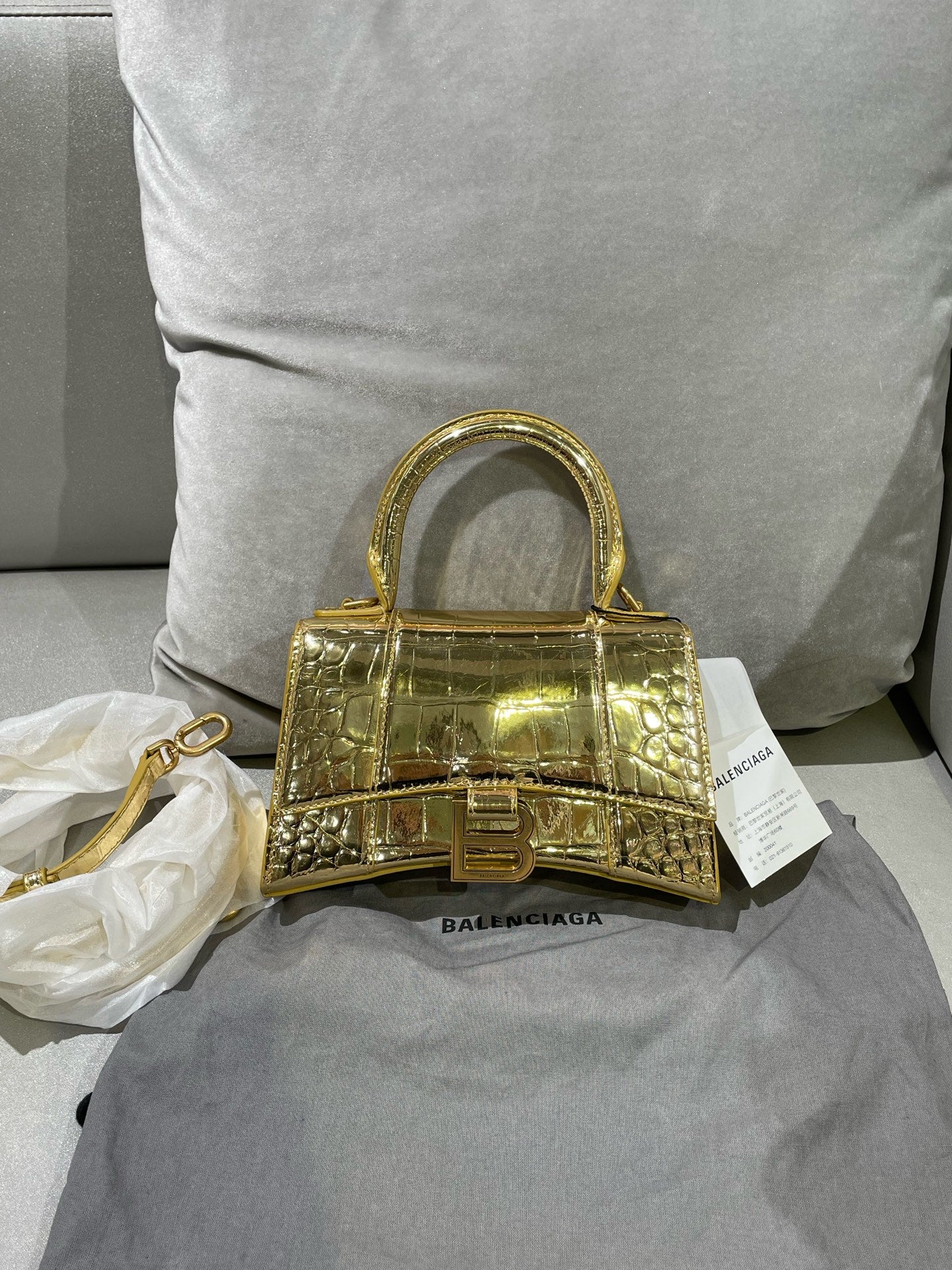 Balenciaga HOURGLASS Gold Crossbody 592833210CU8006