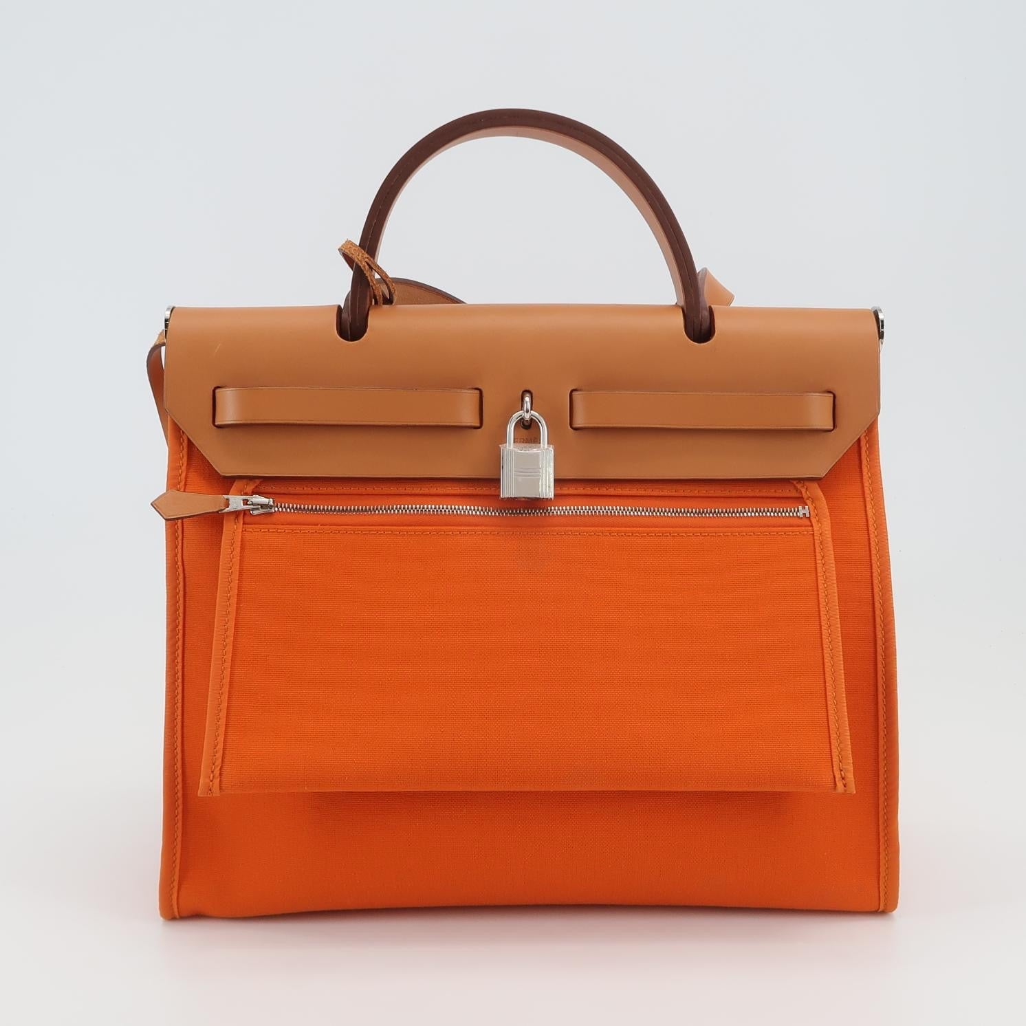Hermes Canvas Brown Shoulder Bag 915813