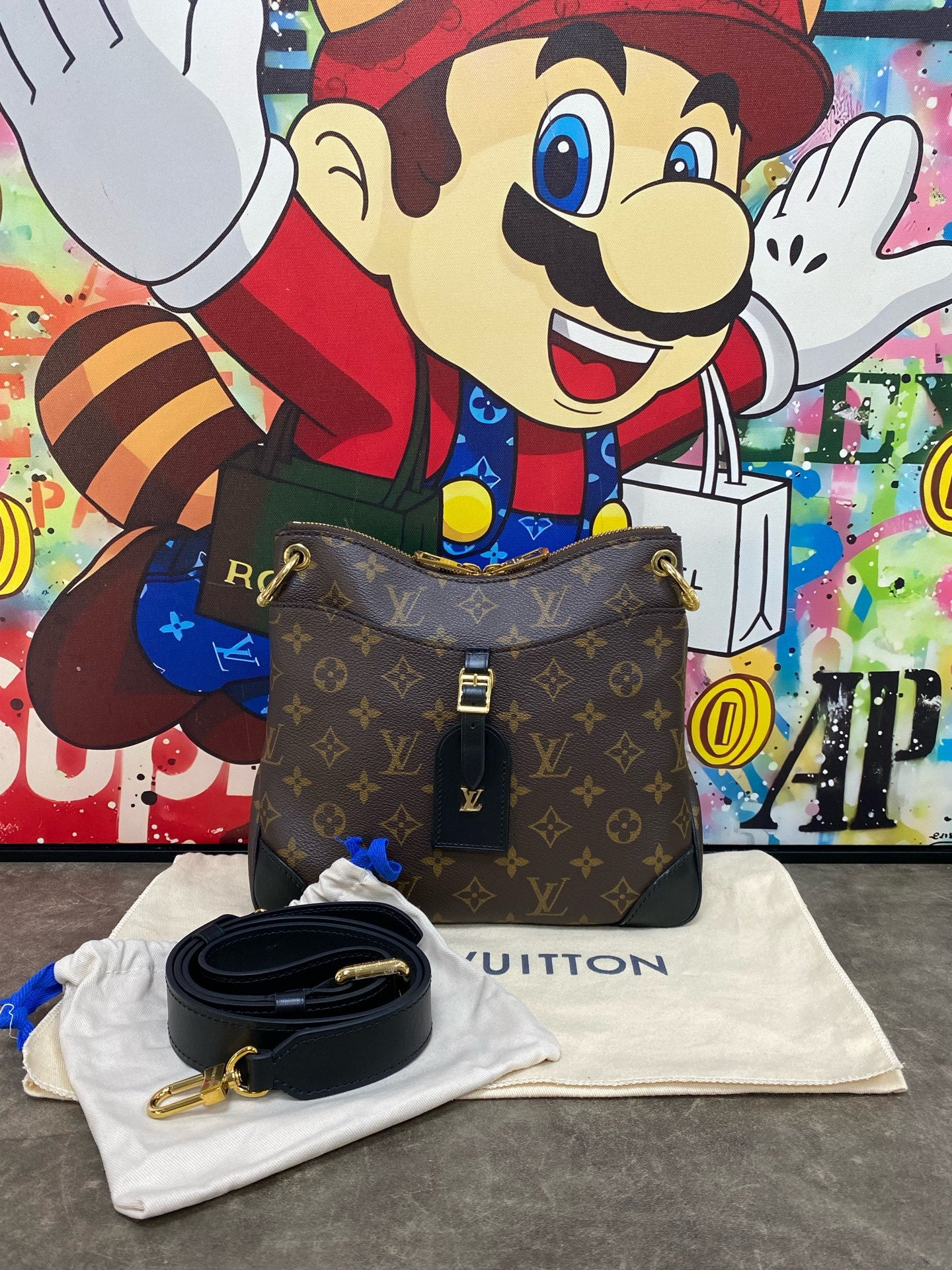 Louis Vuitton Odeon Canvas Black Shoulder Bag