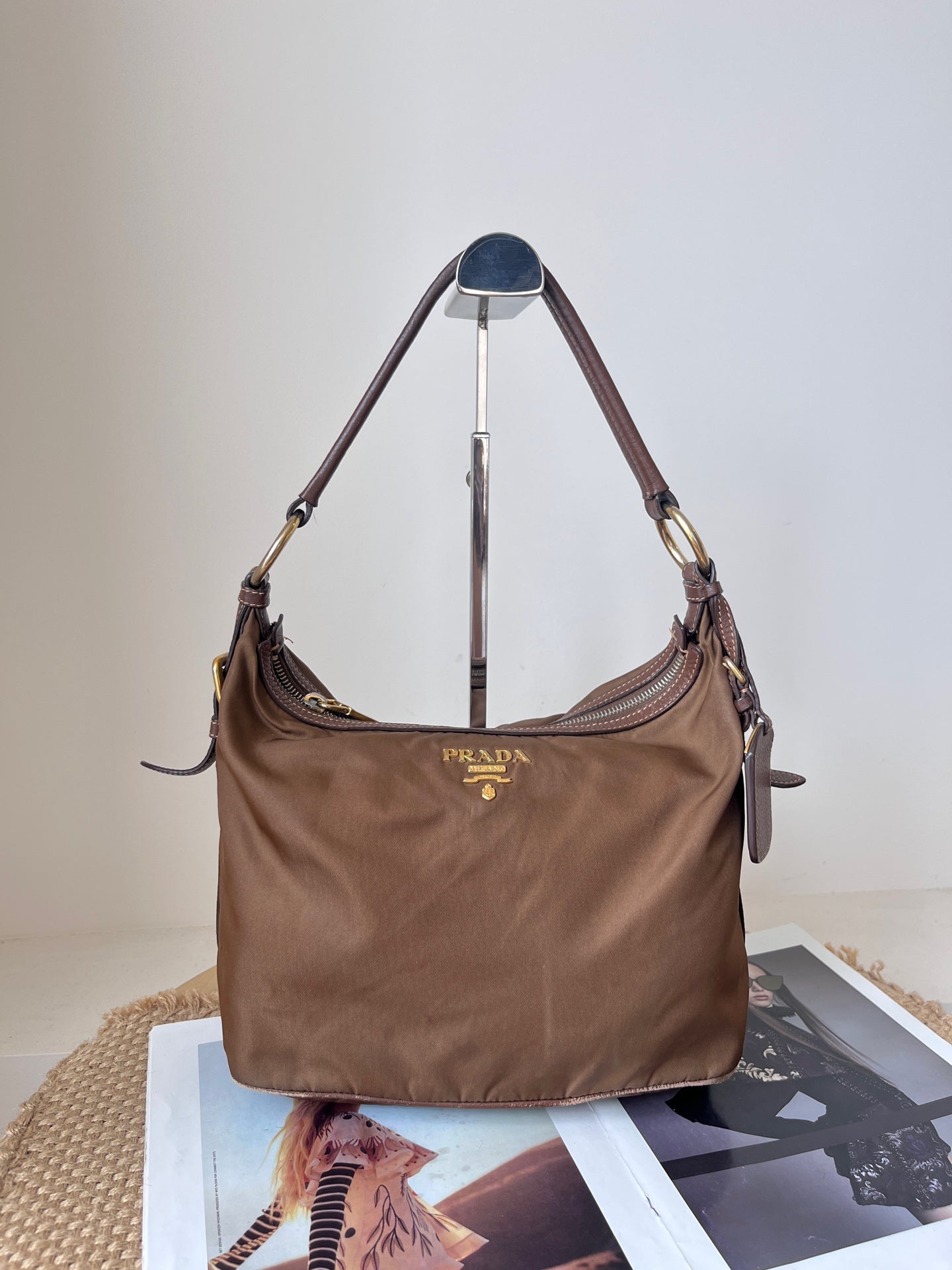 Prada Cordura Brown Shoulder Bag