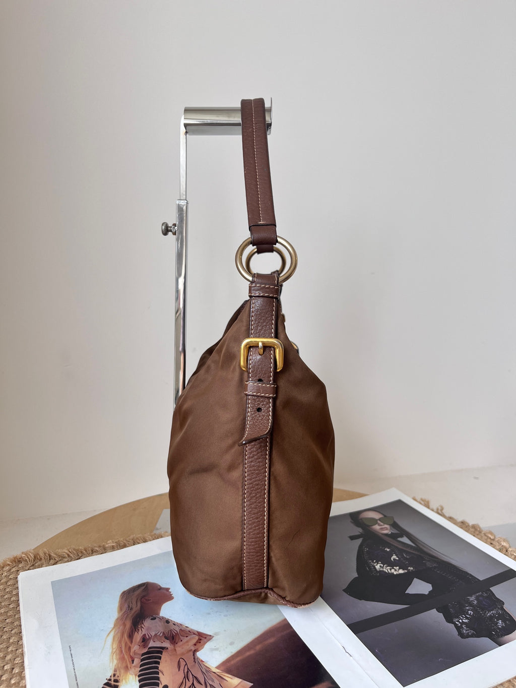Prada Cordura Brown Shoulder Bag