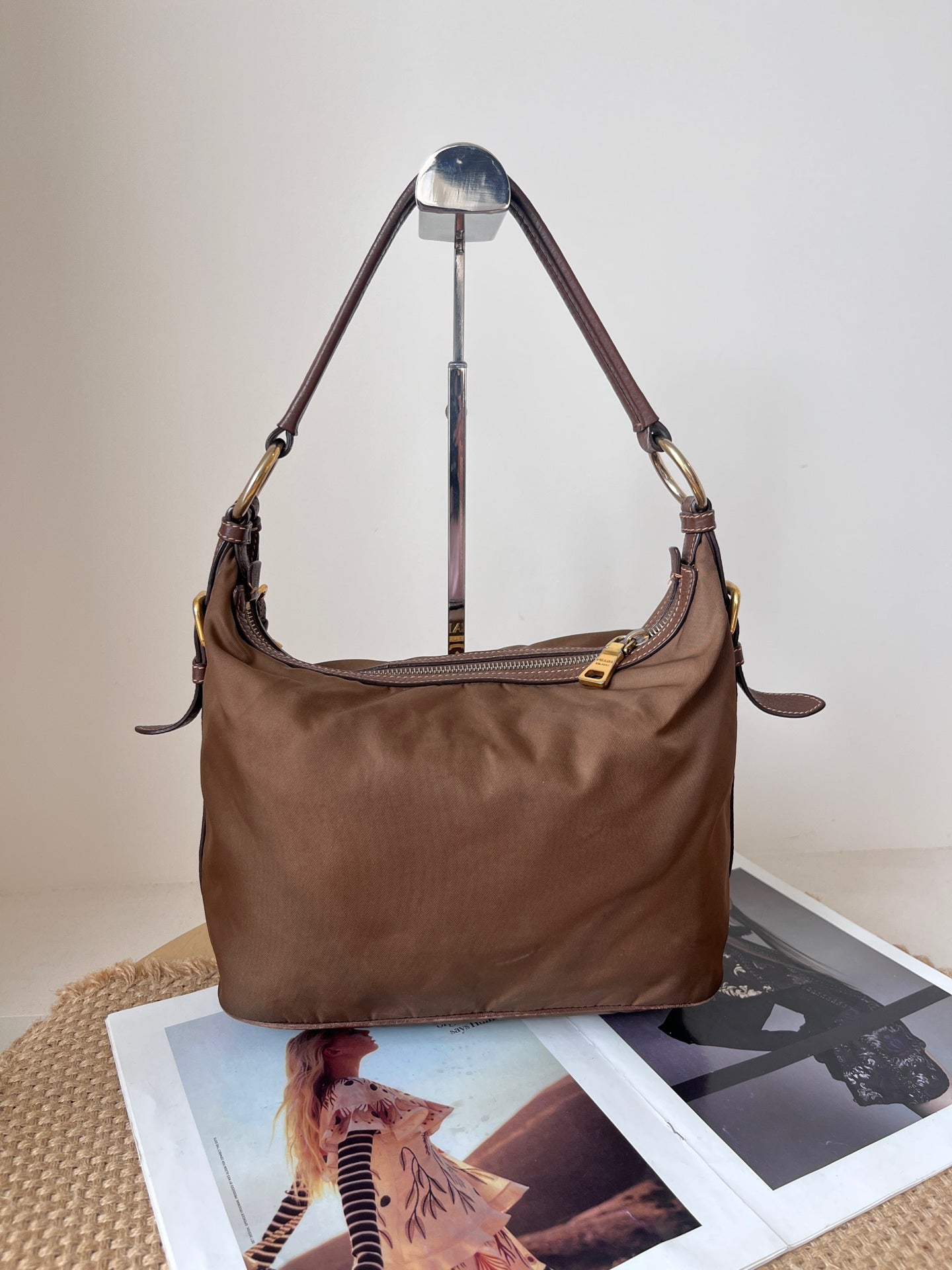 Prada Cordura Brown Shoulder Bag