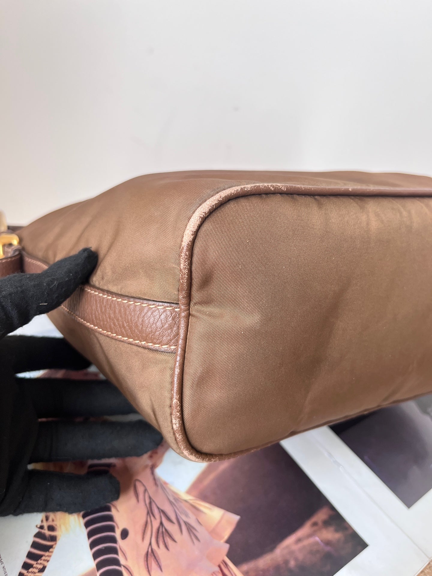 Prada Cordura Brown Shoulder Bag