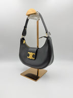Celine AVA TRIOMPHE smooth cowhide leather handbag Black 114493DGQ.38NO