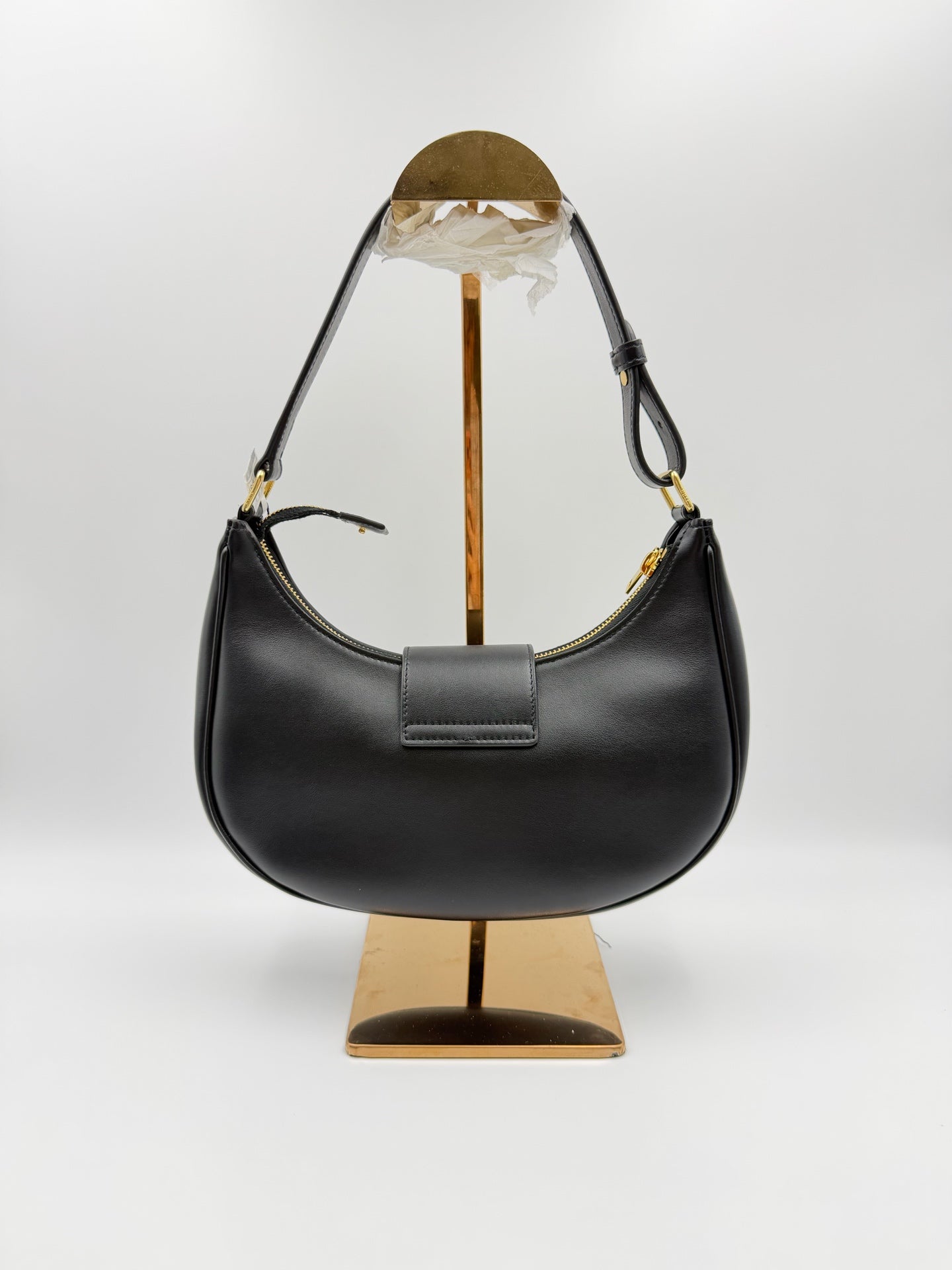 Celine AVA TRIOMPHE smooth cowhide leather handbag Black 114493DGQ.38NO