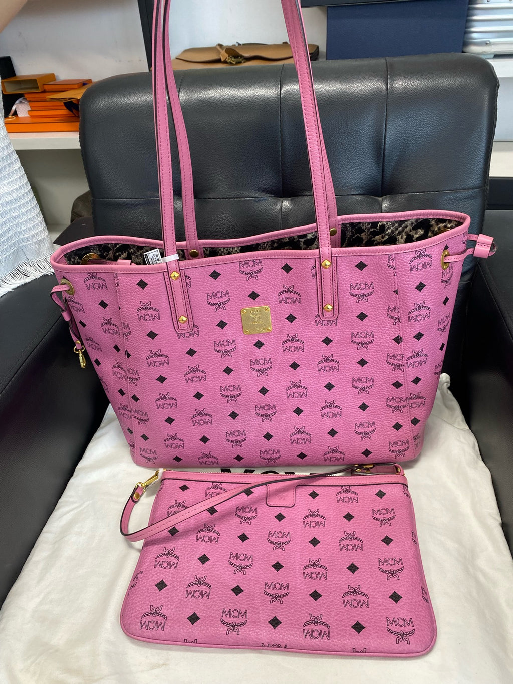 MCM Liz Visetos shopping bag Pink Tote MWPFSLR03PZ001
