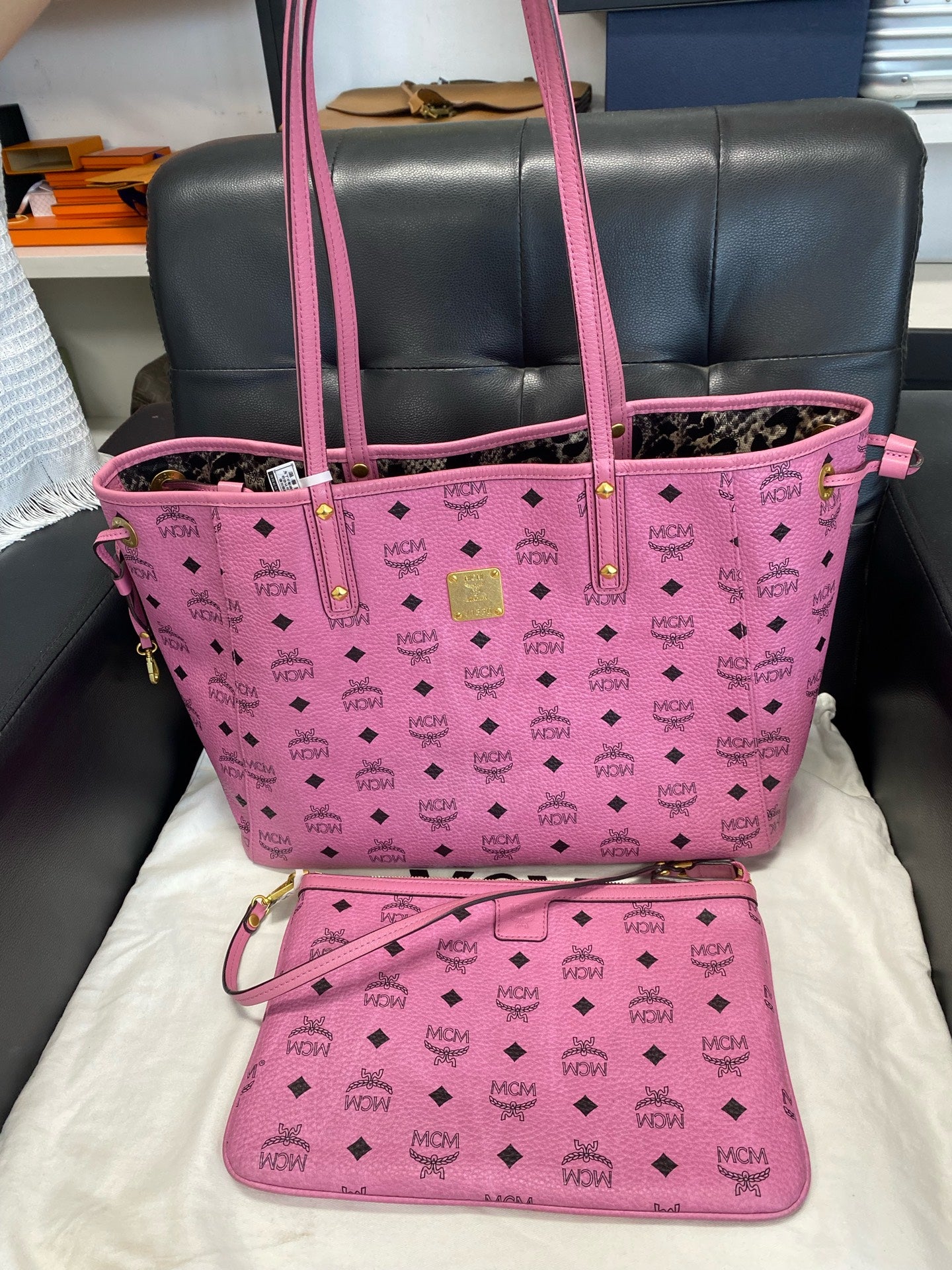 MCM Liz Visetos shopping bag Pink Tote MWPFSLR03PZ001