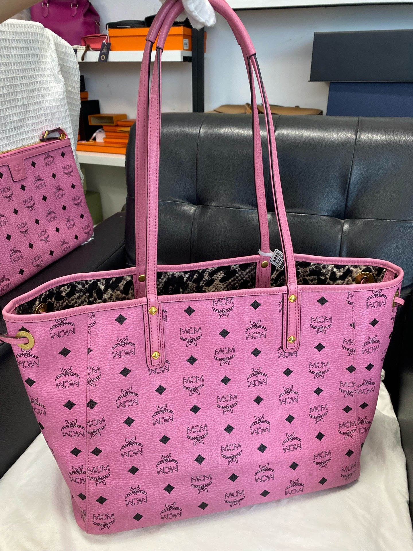 MCM Liz Visetos shopping bag Pink Tote MWPFSLR03PZ001