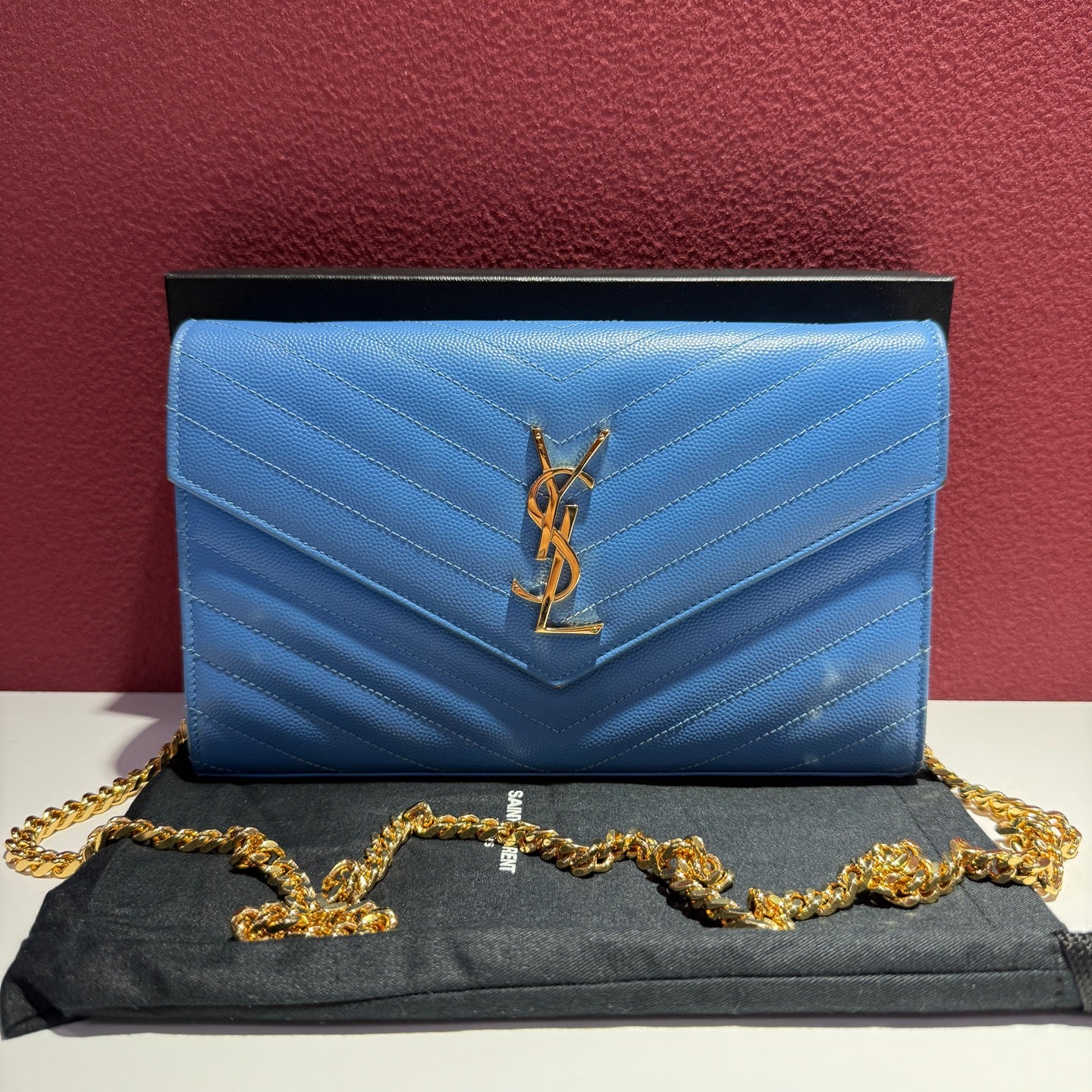 Saint laurent Monogram Mini Bag Blue Crossbody 22.5 x 14 x 4 centimeters