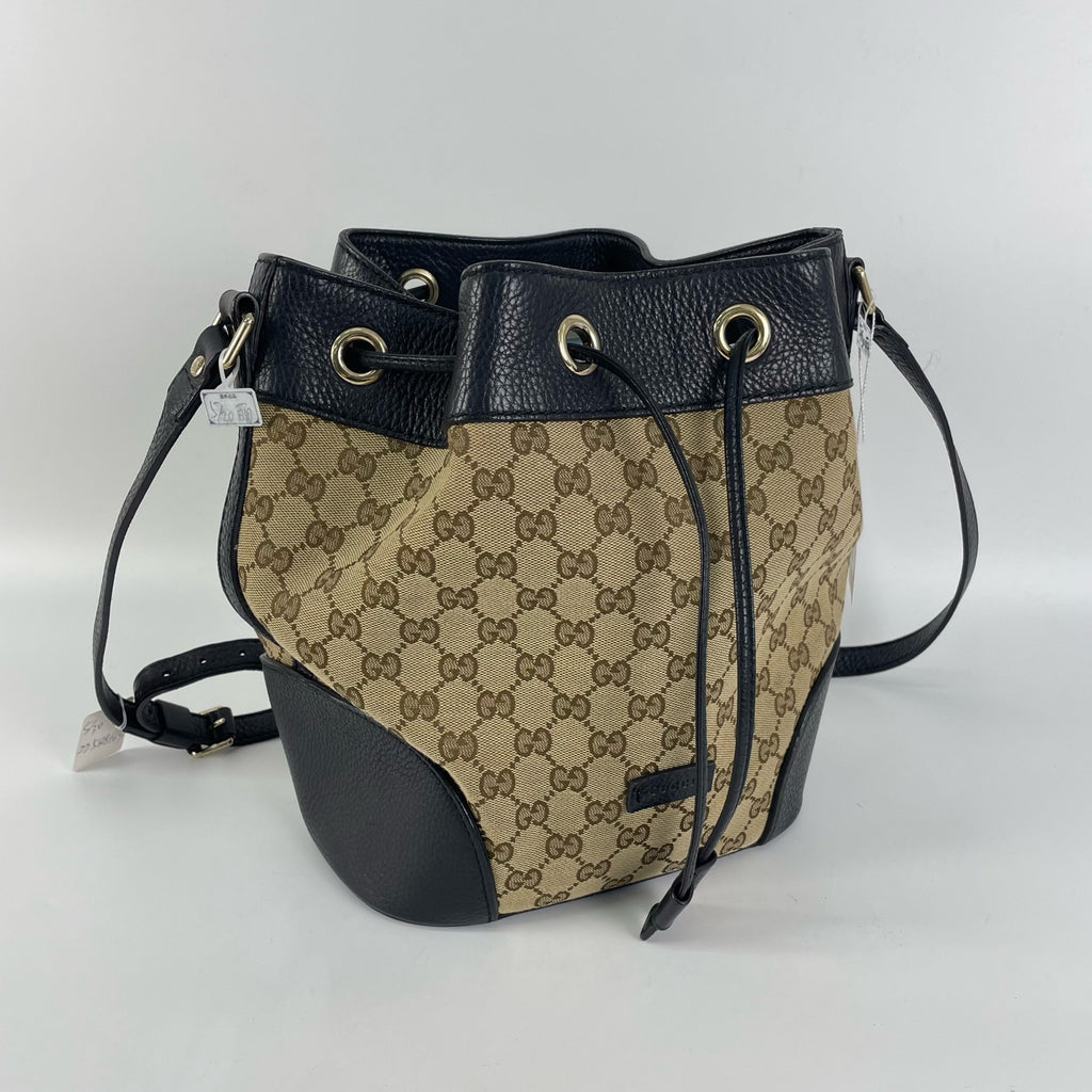 Gucci Canvas Black Bucket & Drawstring Bag
