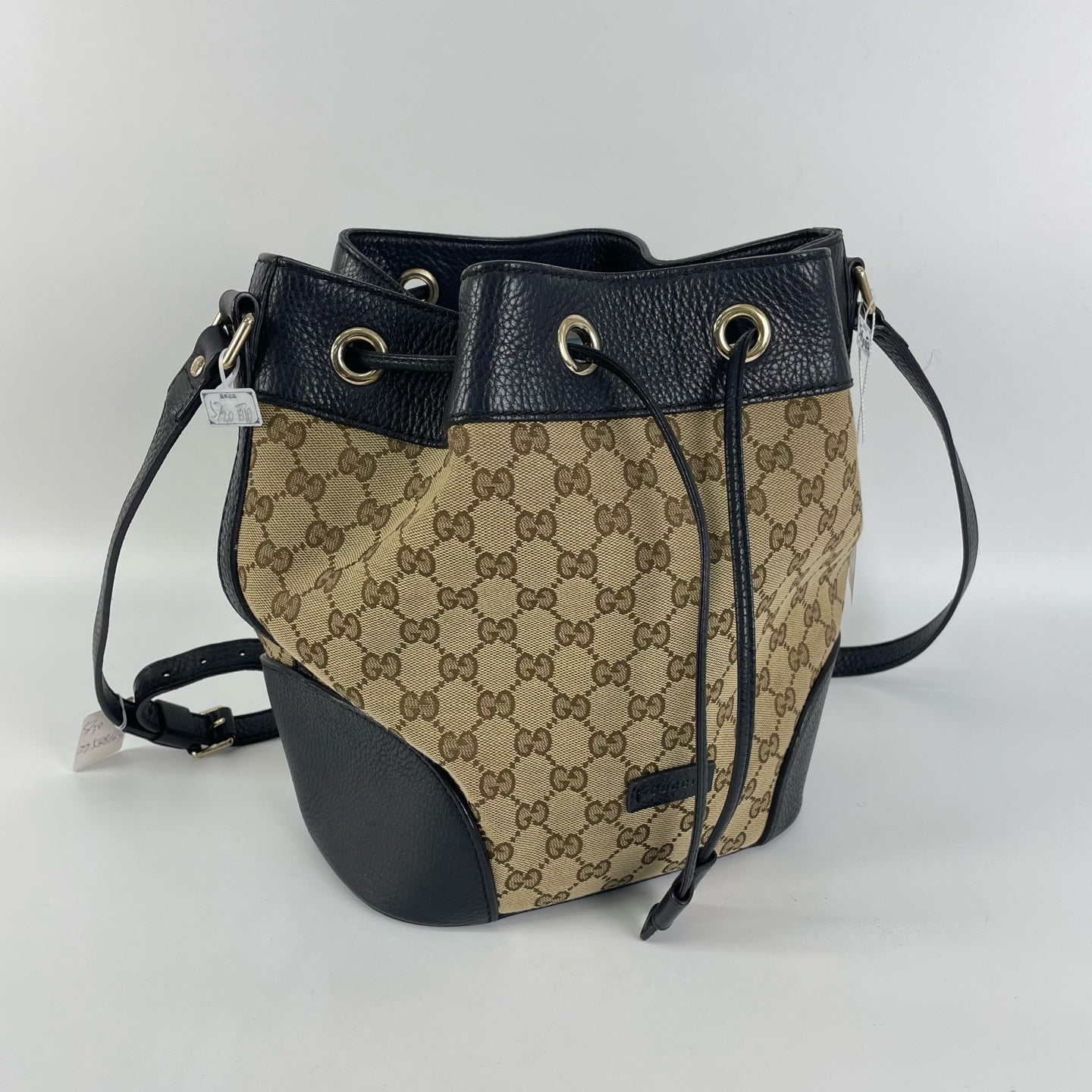 Gucci Canvas Black Bucket & Drawstring Bag