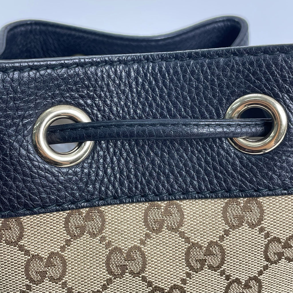 Gucci Canvas Black Bucket & Drawstring Bag