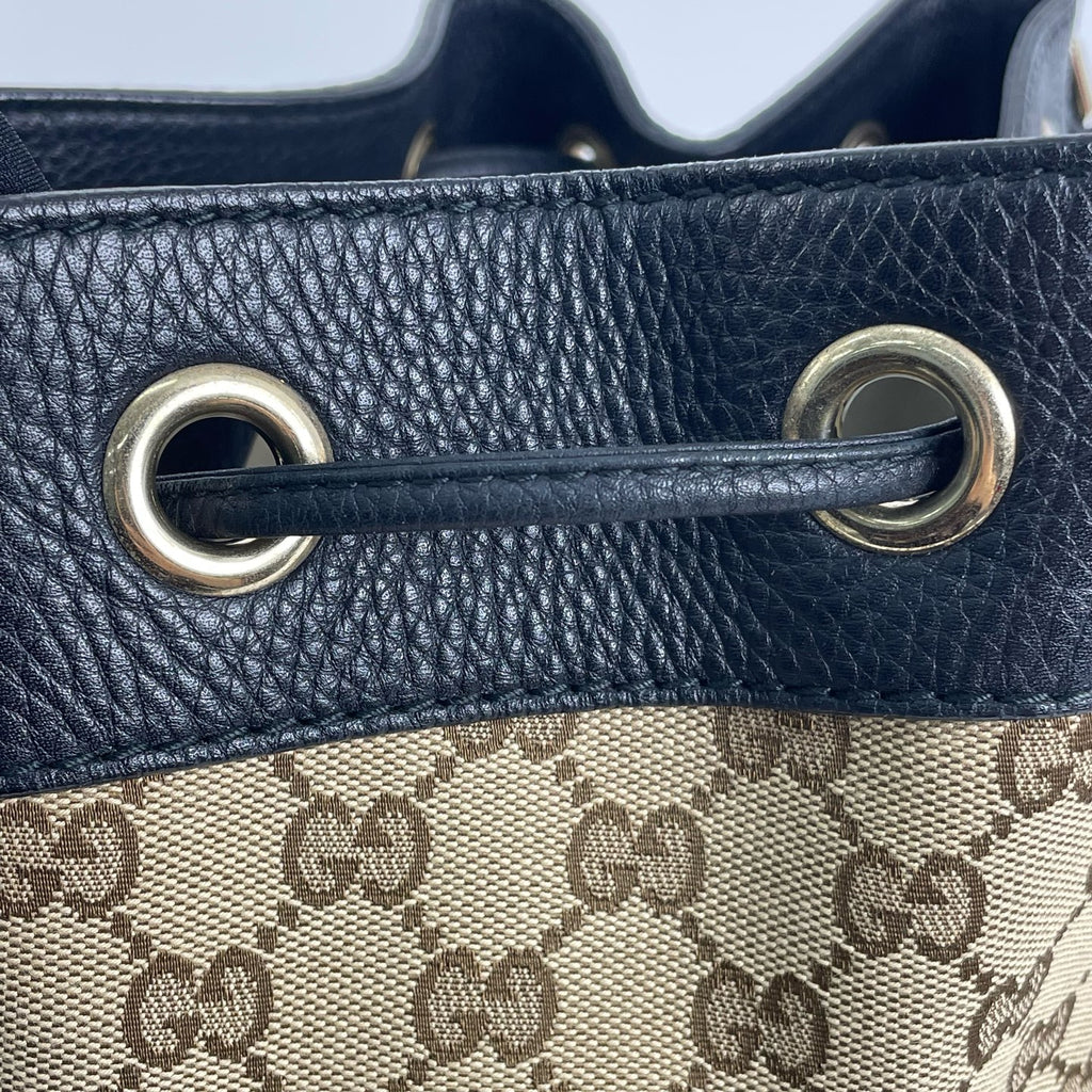 Gucci Canvas Black Bucket & Drawstring Bag