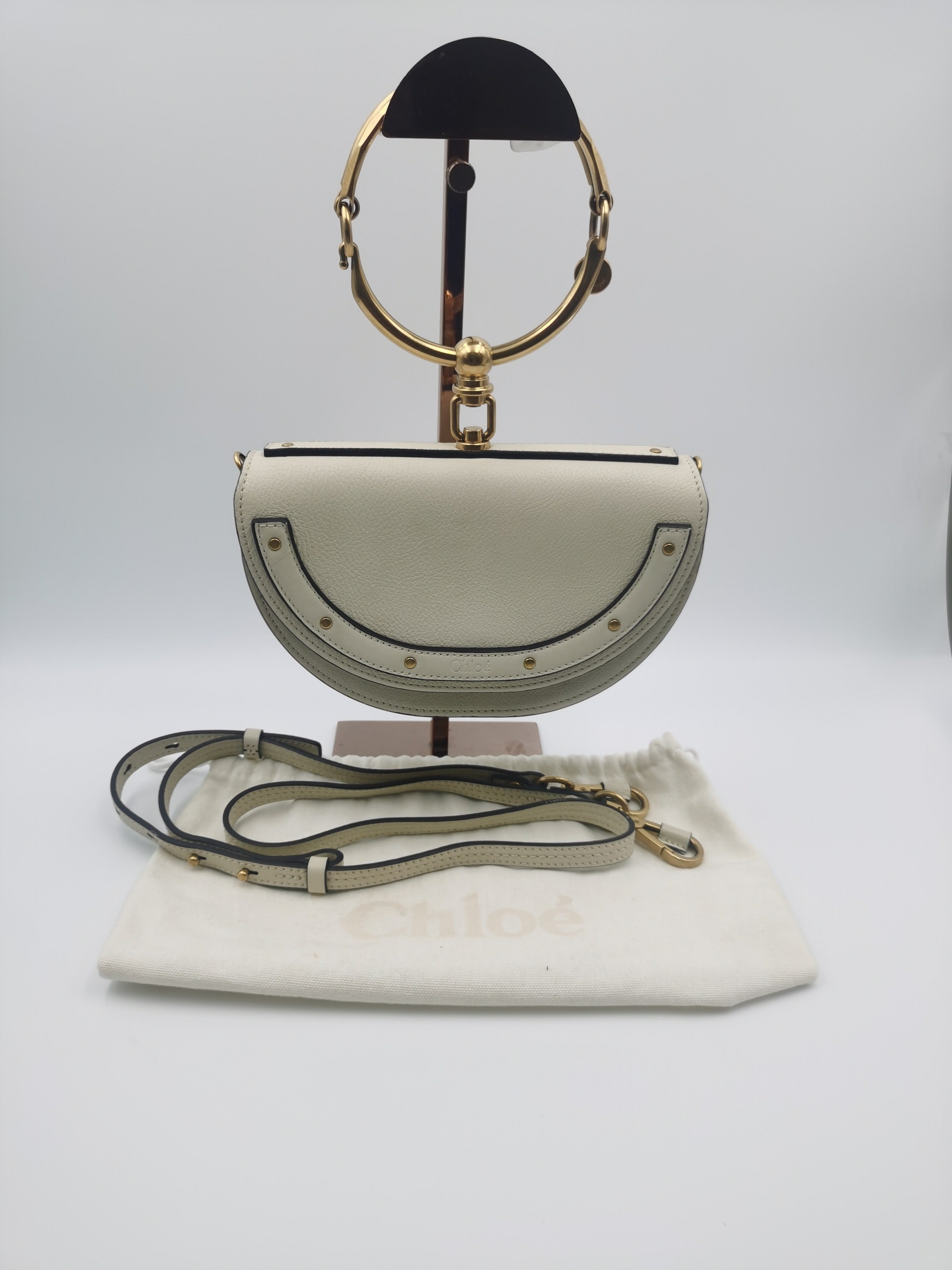 Chloe Metal White Satchel