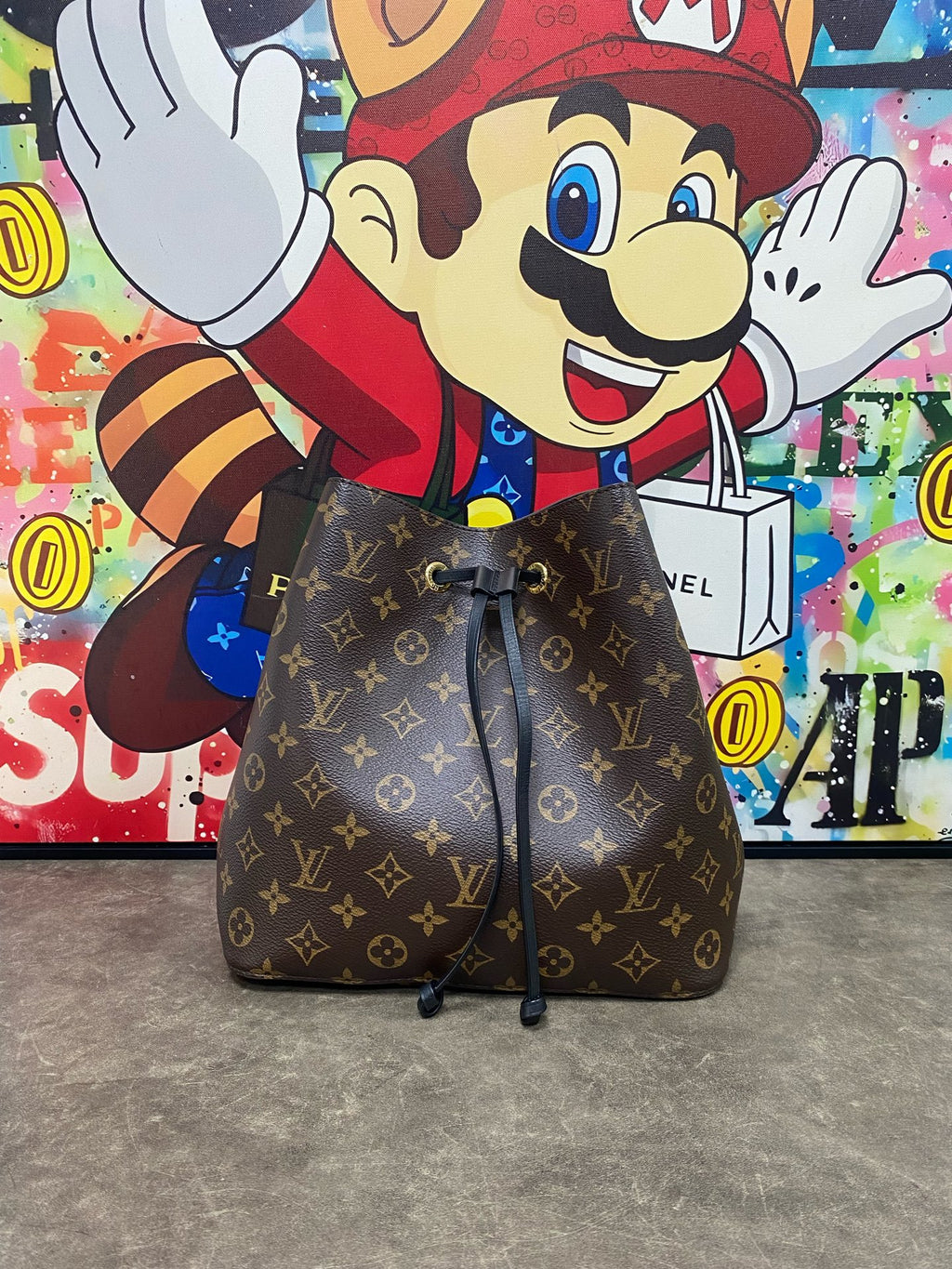 Louis Vuitton Leather Black Bucket & Drawstring Bag