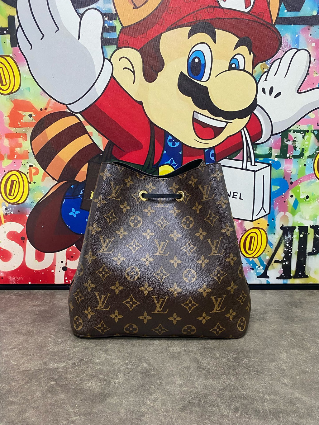 Louis Vuitton Leather Black Bucket & Drawstring Bag