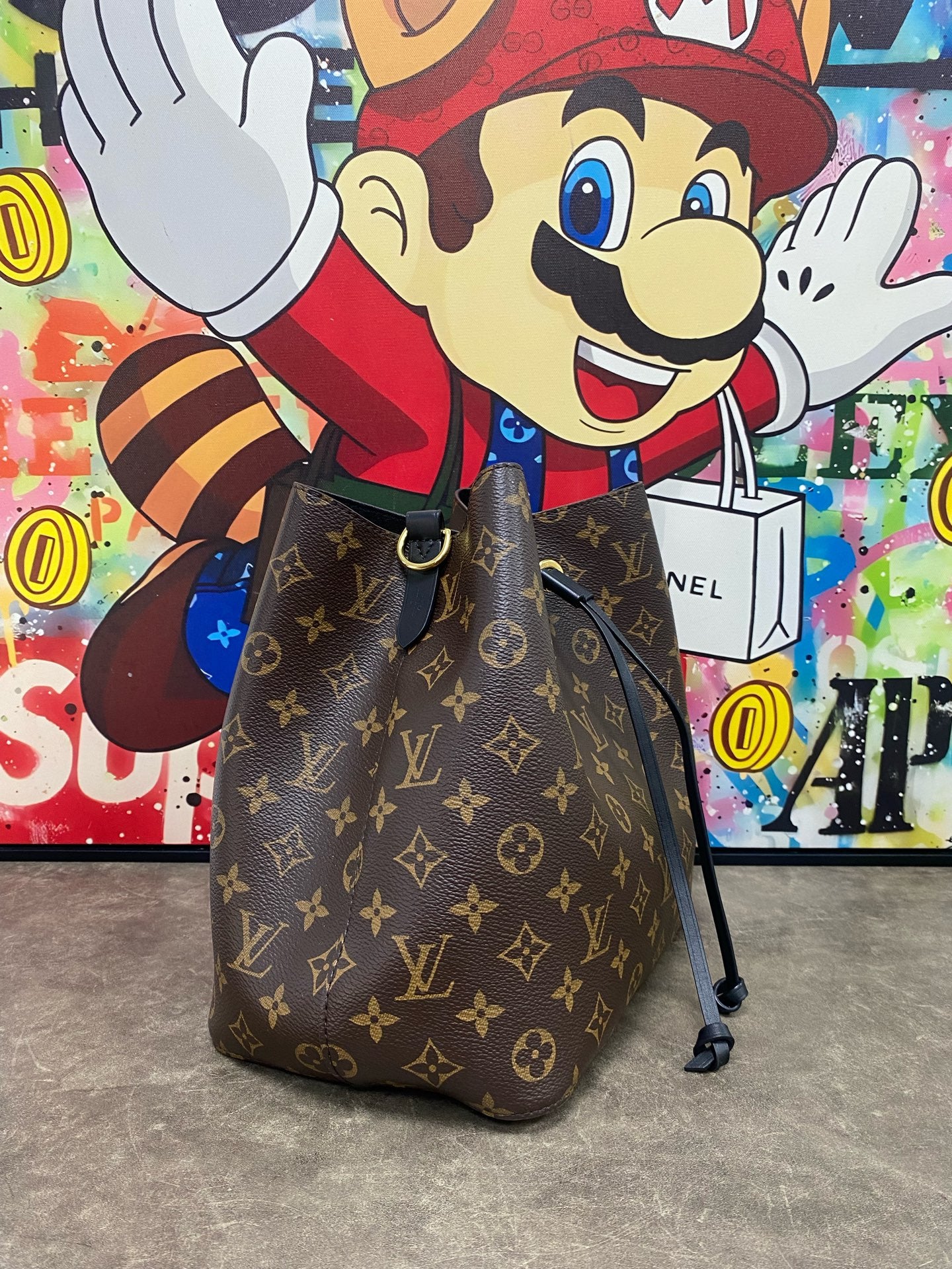 Louis Vuitton Leather Black Bucket & Drawstring Bag