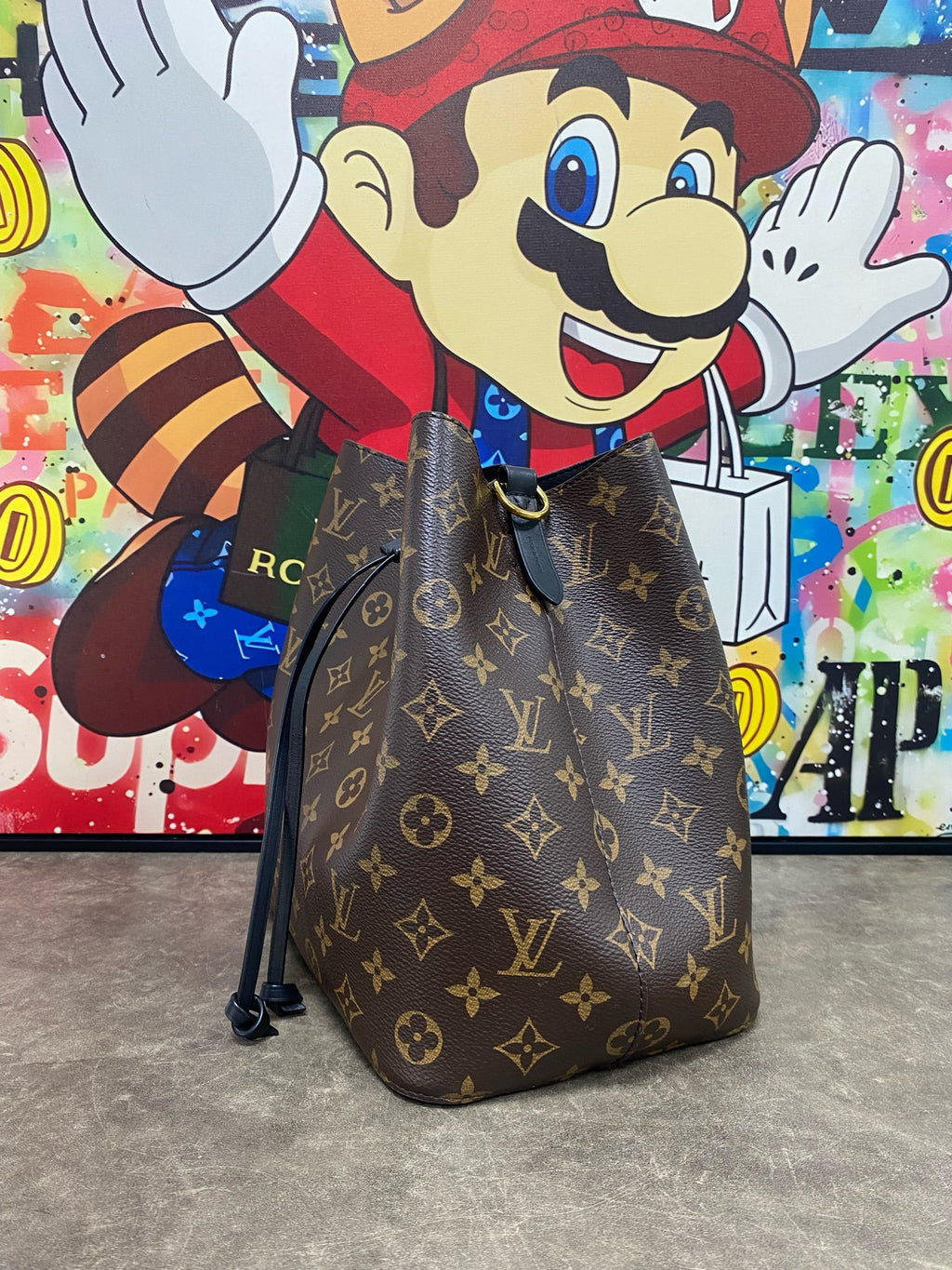 Louis Vuitton Leather Black Bucket & Drawstring Bag