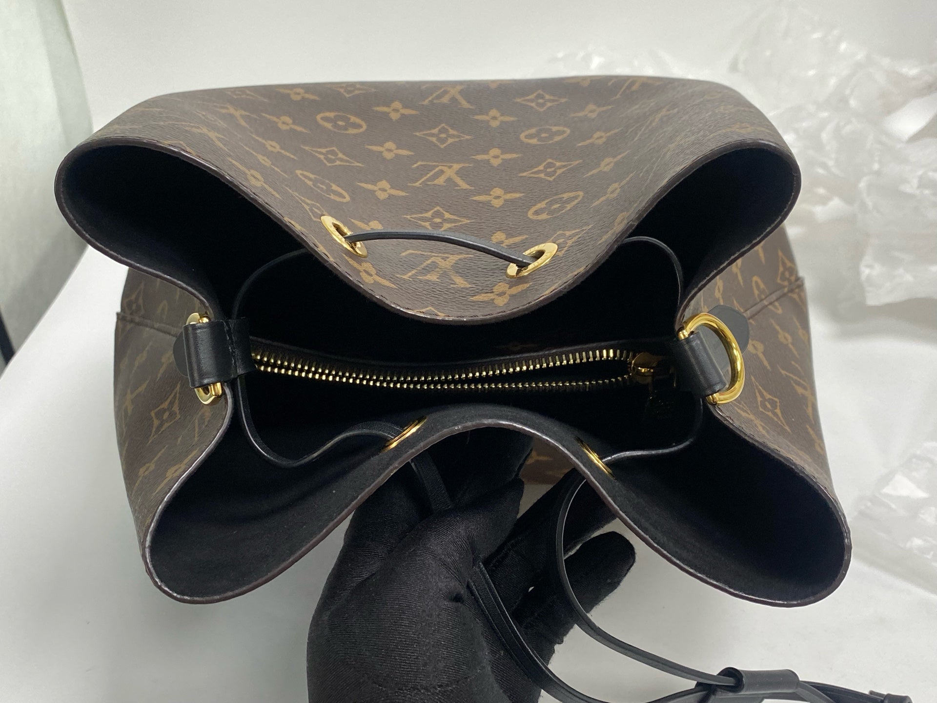 Louis Vuitton Leather Black Bucket & Drawstring Bag