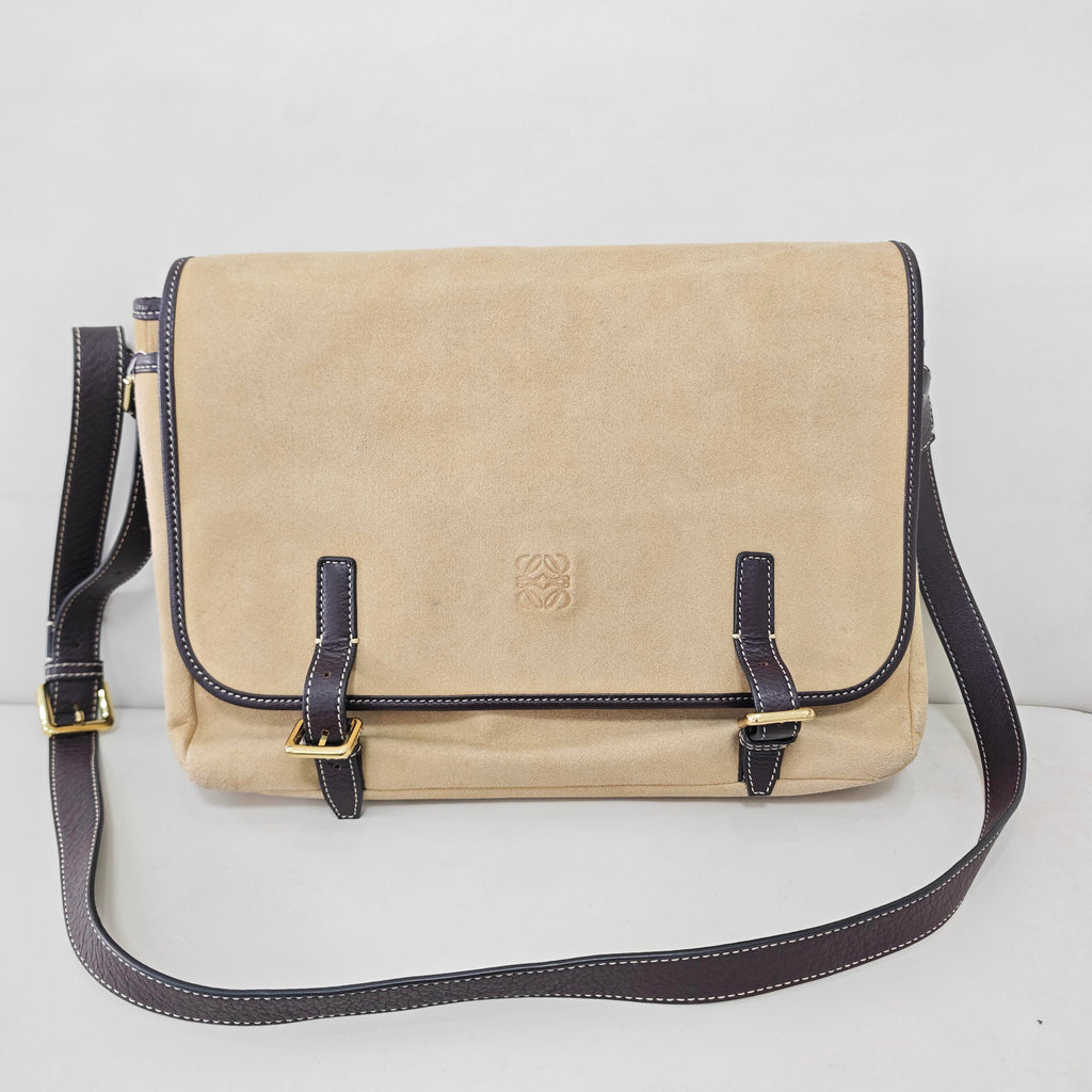 Loewe Alcantara White Messenger Bag