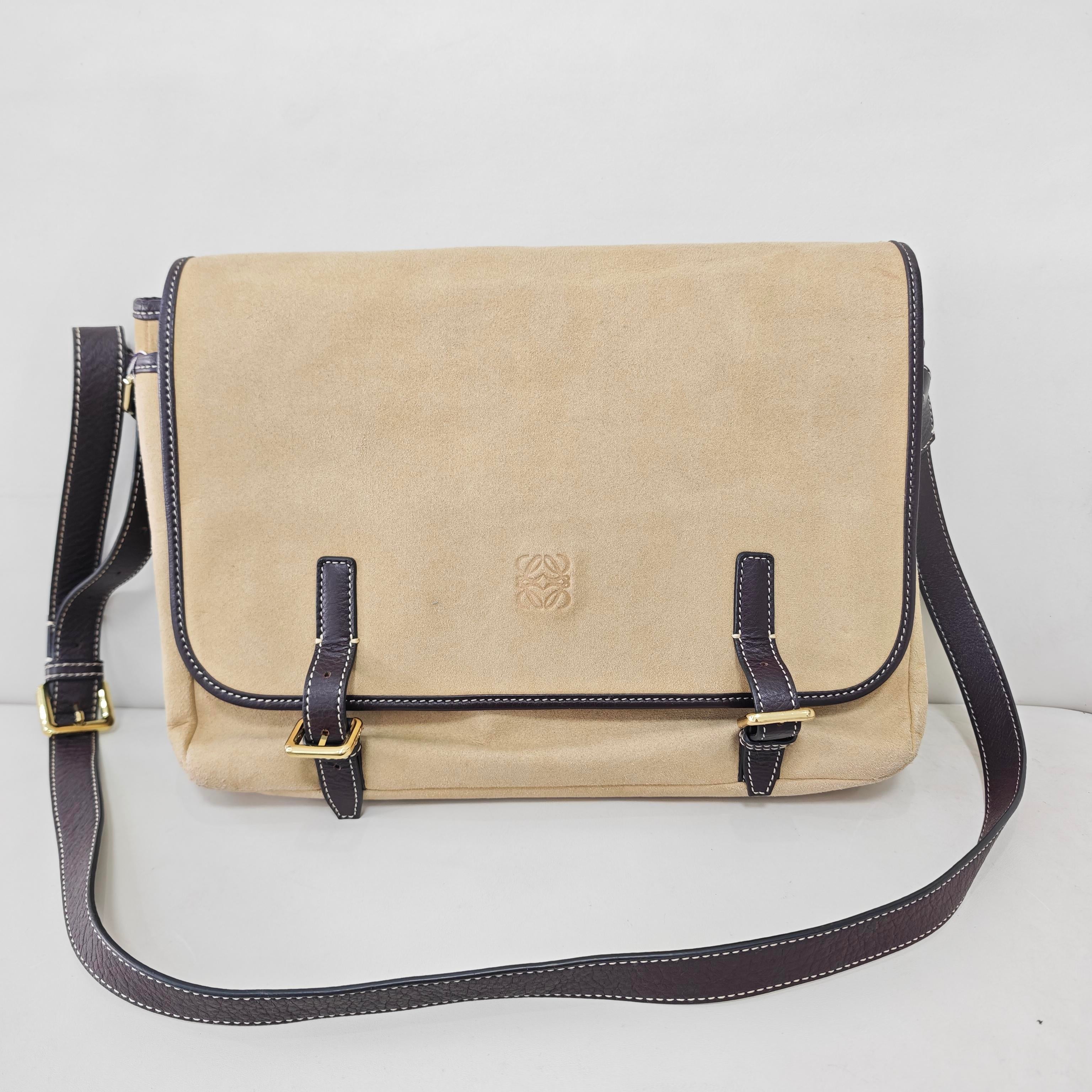Loewe Alcantara White Messenger Bag