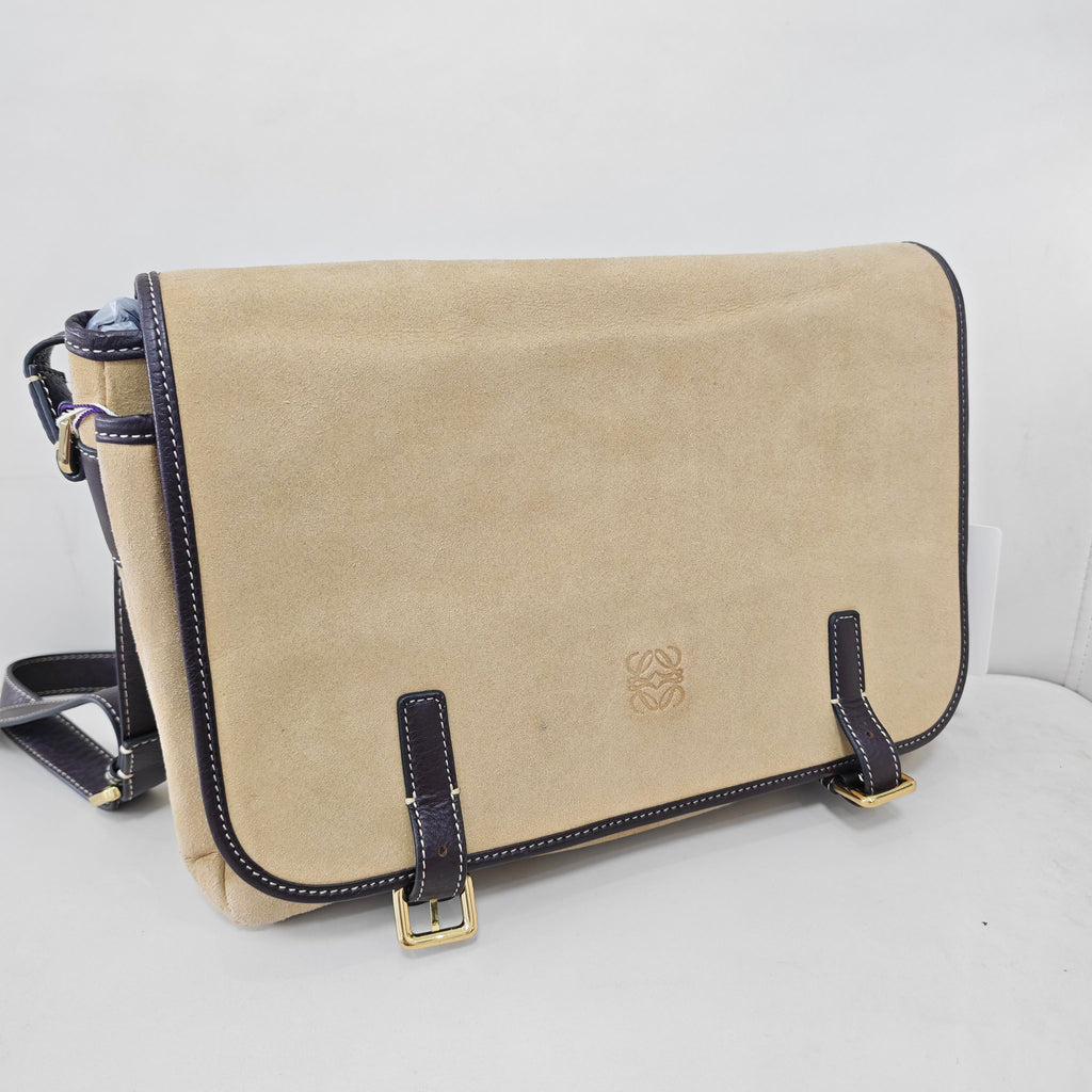 Loewe Alcantara White Messenger Bag