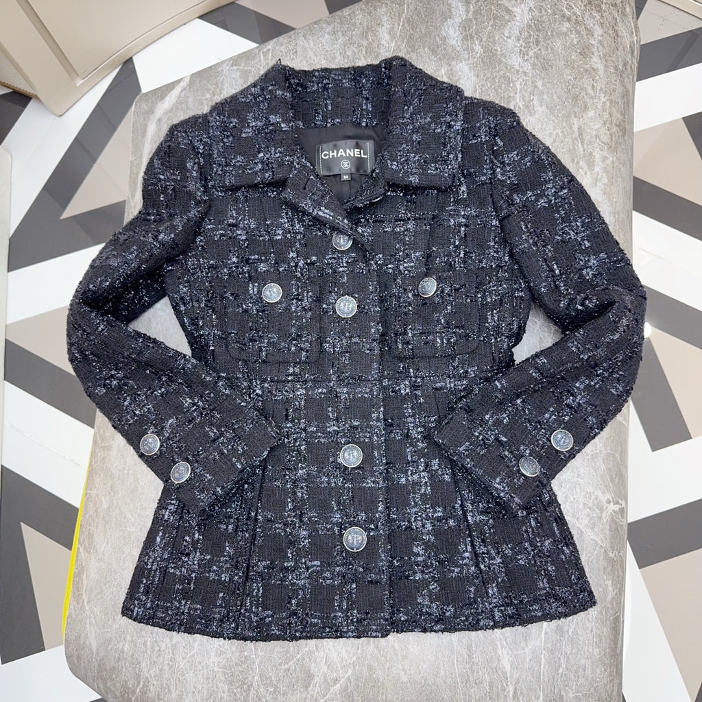 Chanel Tweed Black Coat