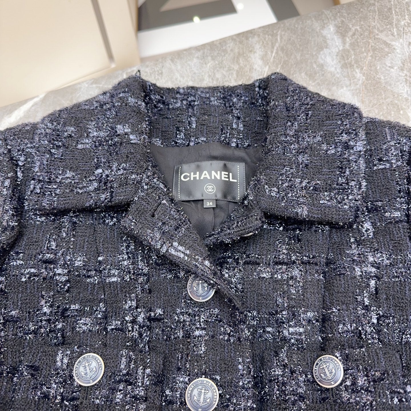 Chanel Tweed Black Coat