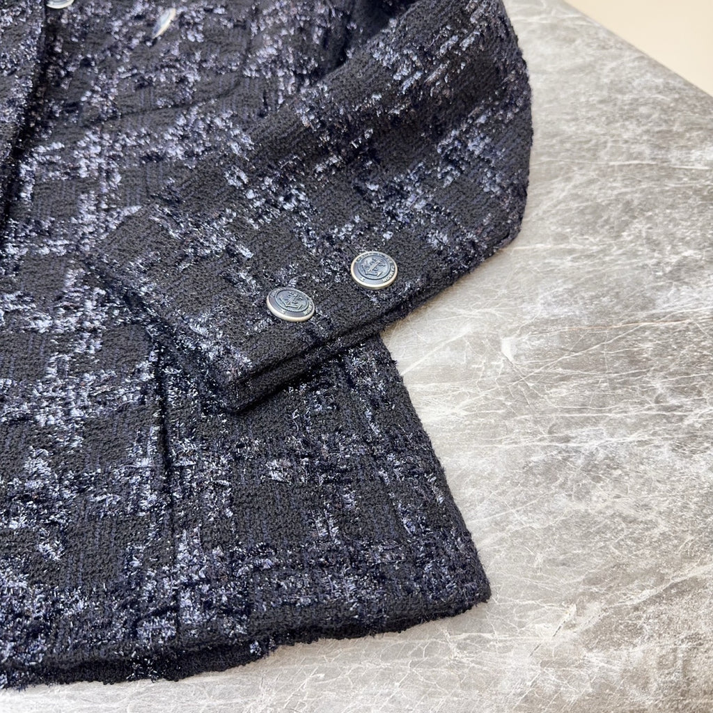 Chanel Tweed Black Coat