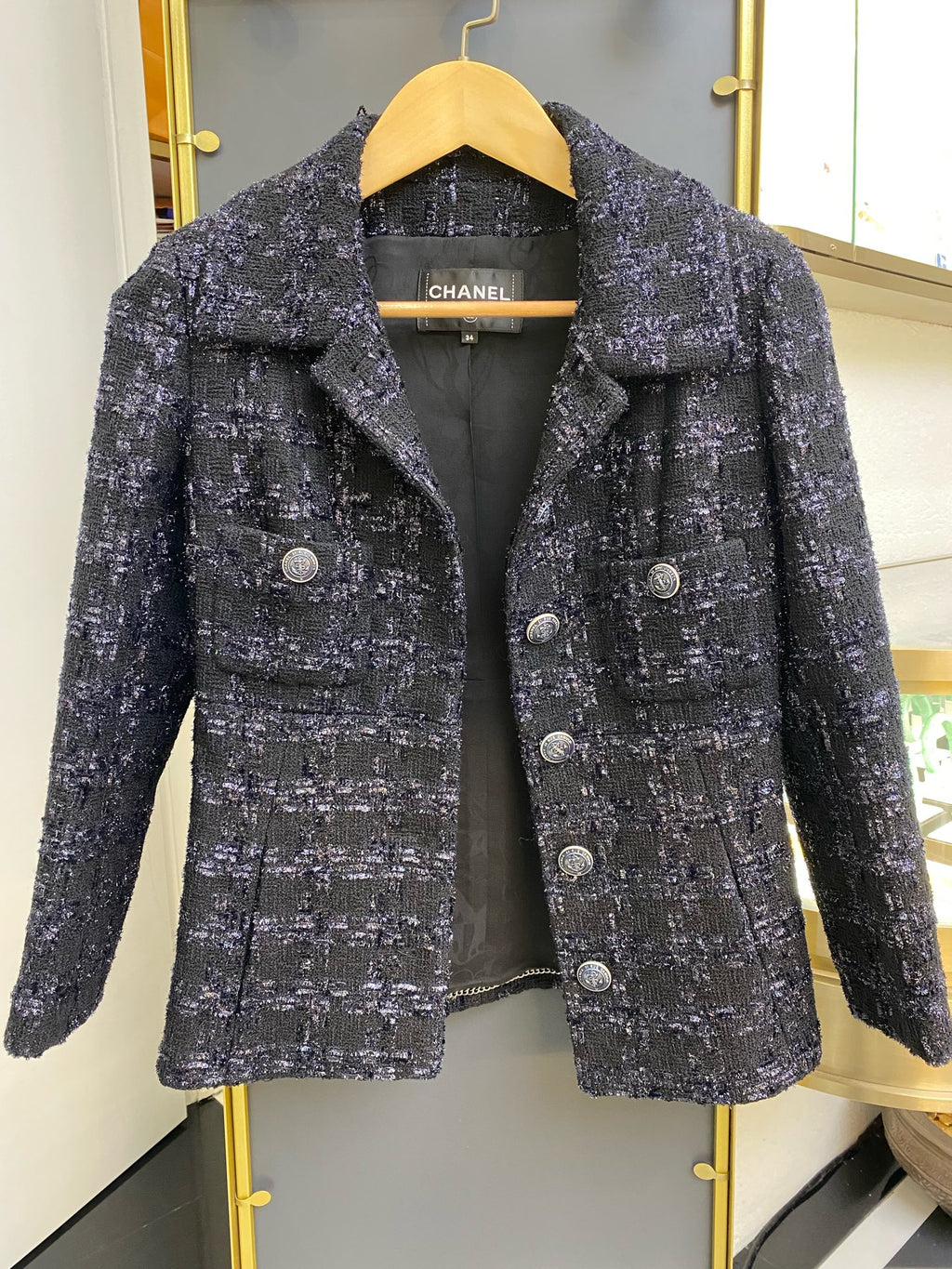 Chanel Tweed Black Coat