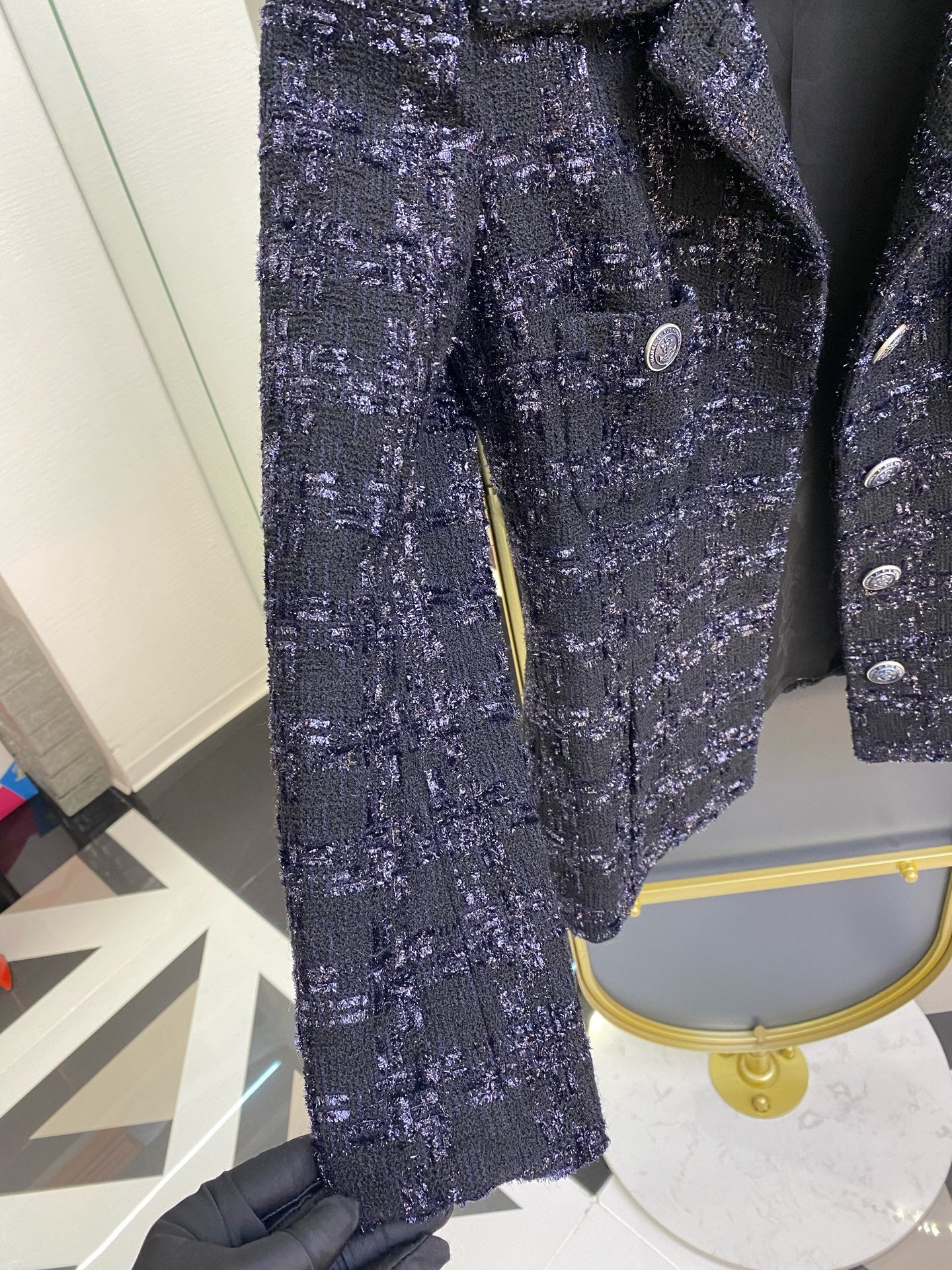 Chanel Tweed Black Coat