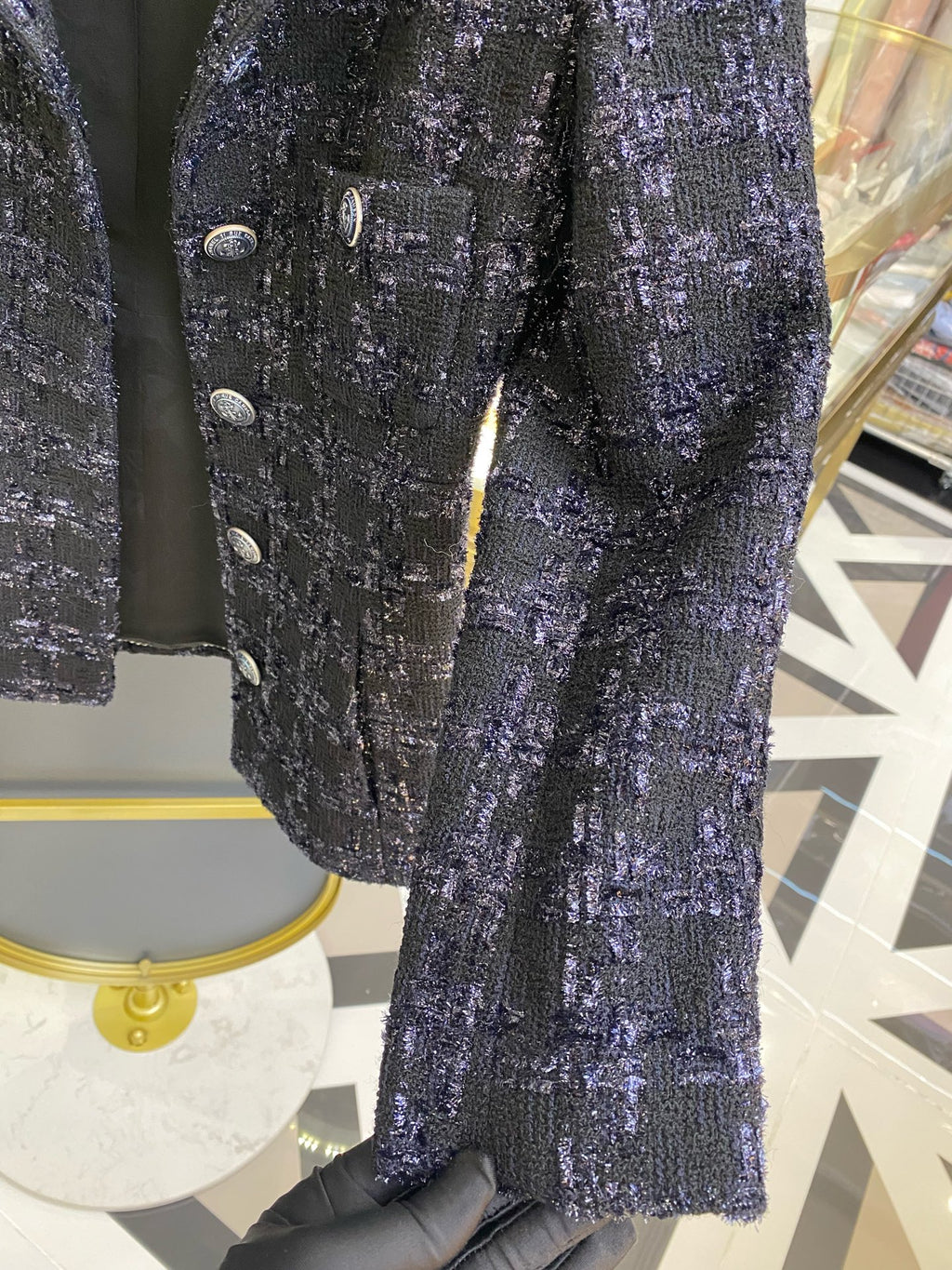 Chanel Tweed Black Coat