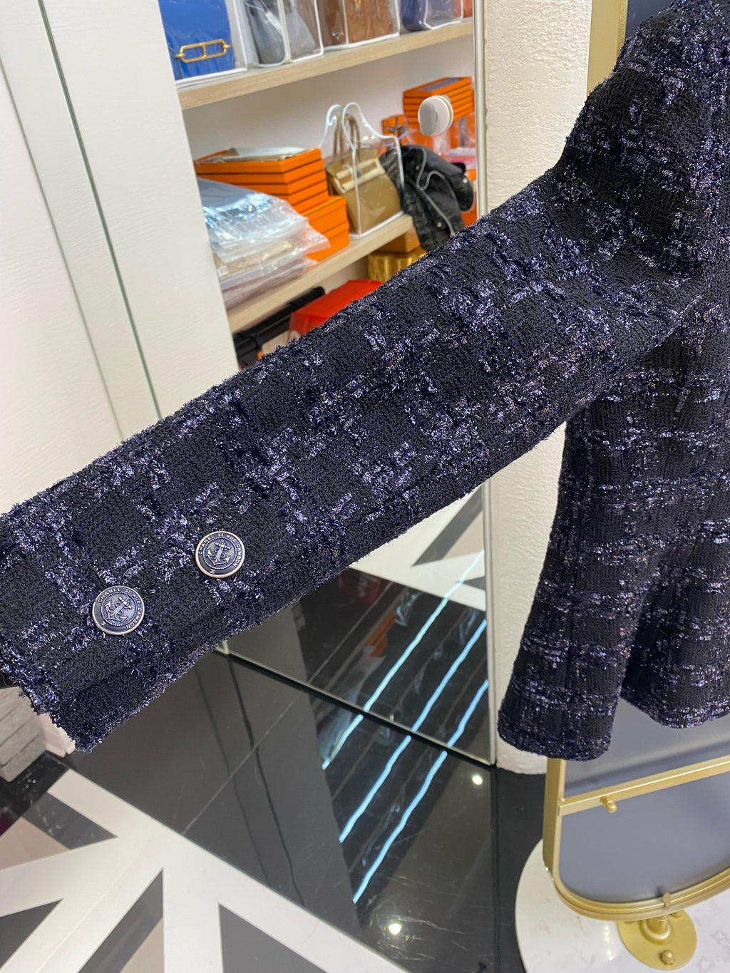 Chanel Tweed Black Coat