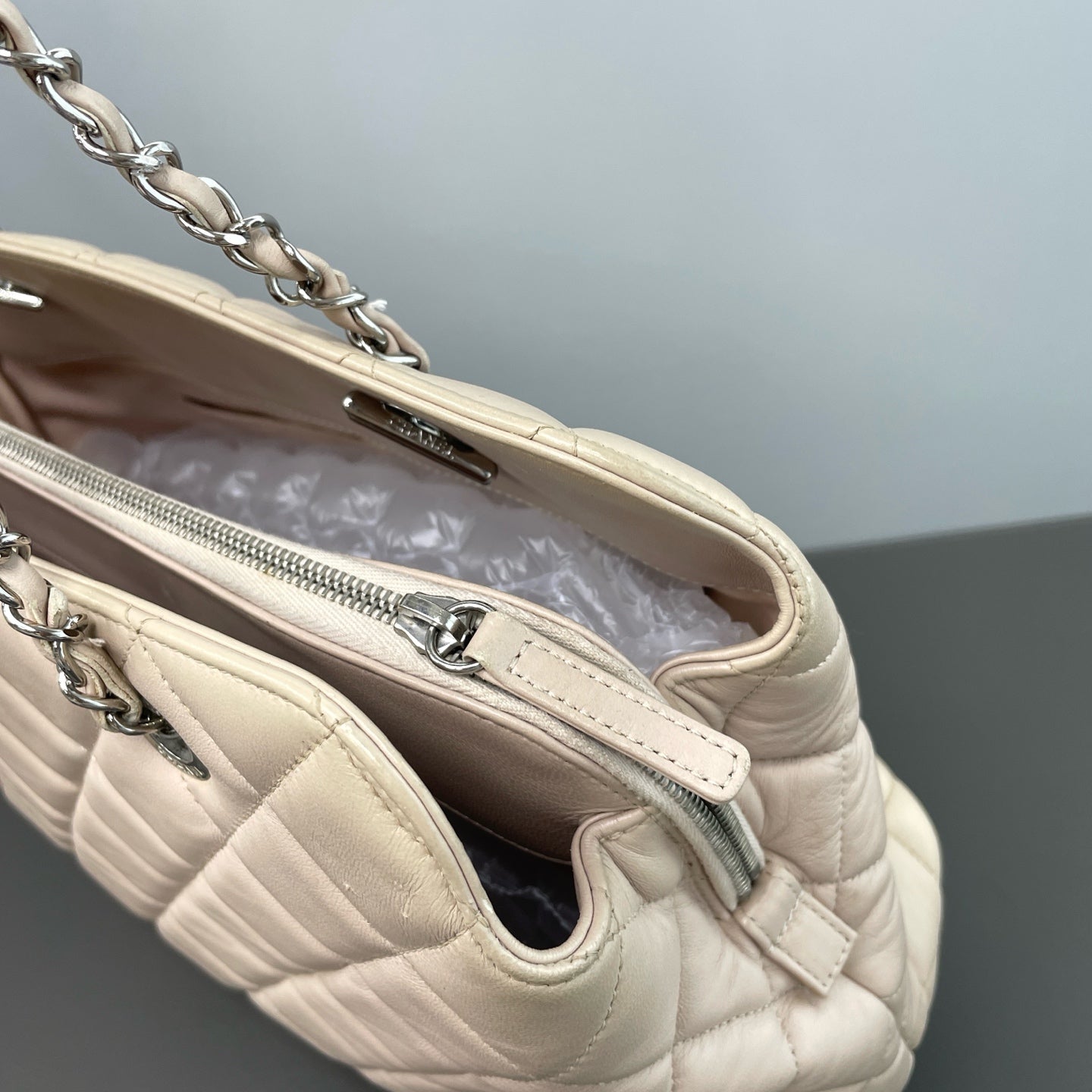 Chanel Leather Silver