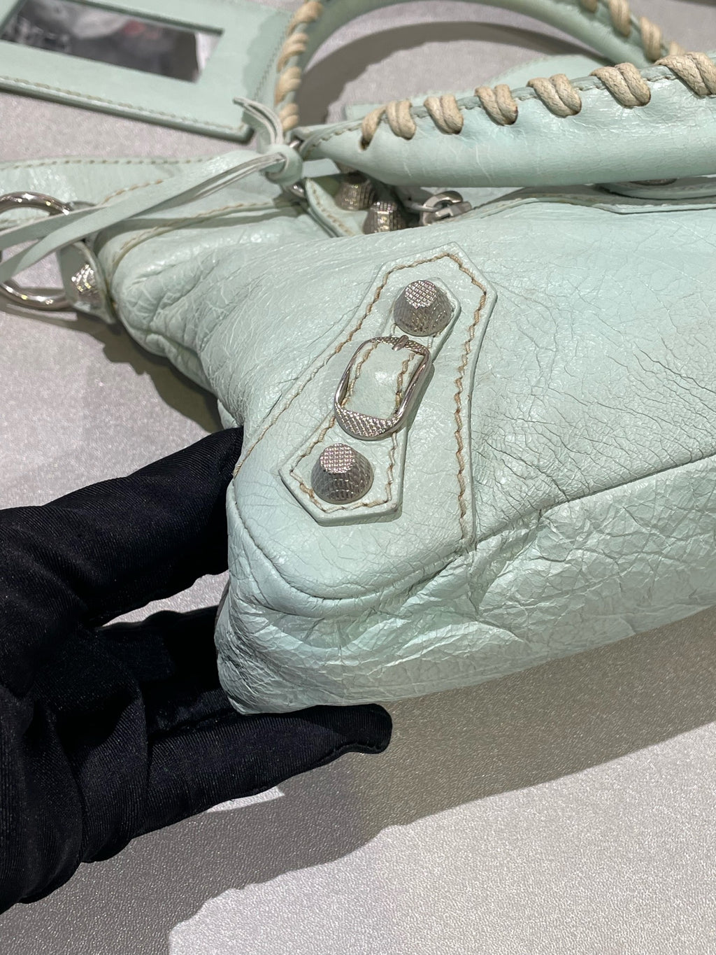 Balenciaga Women’s Metallic-Edged Handbag Green 390149-AQ41G-9670