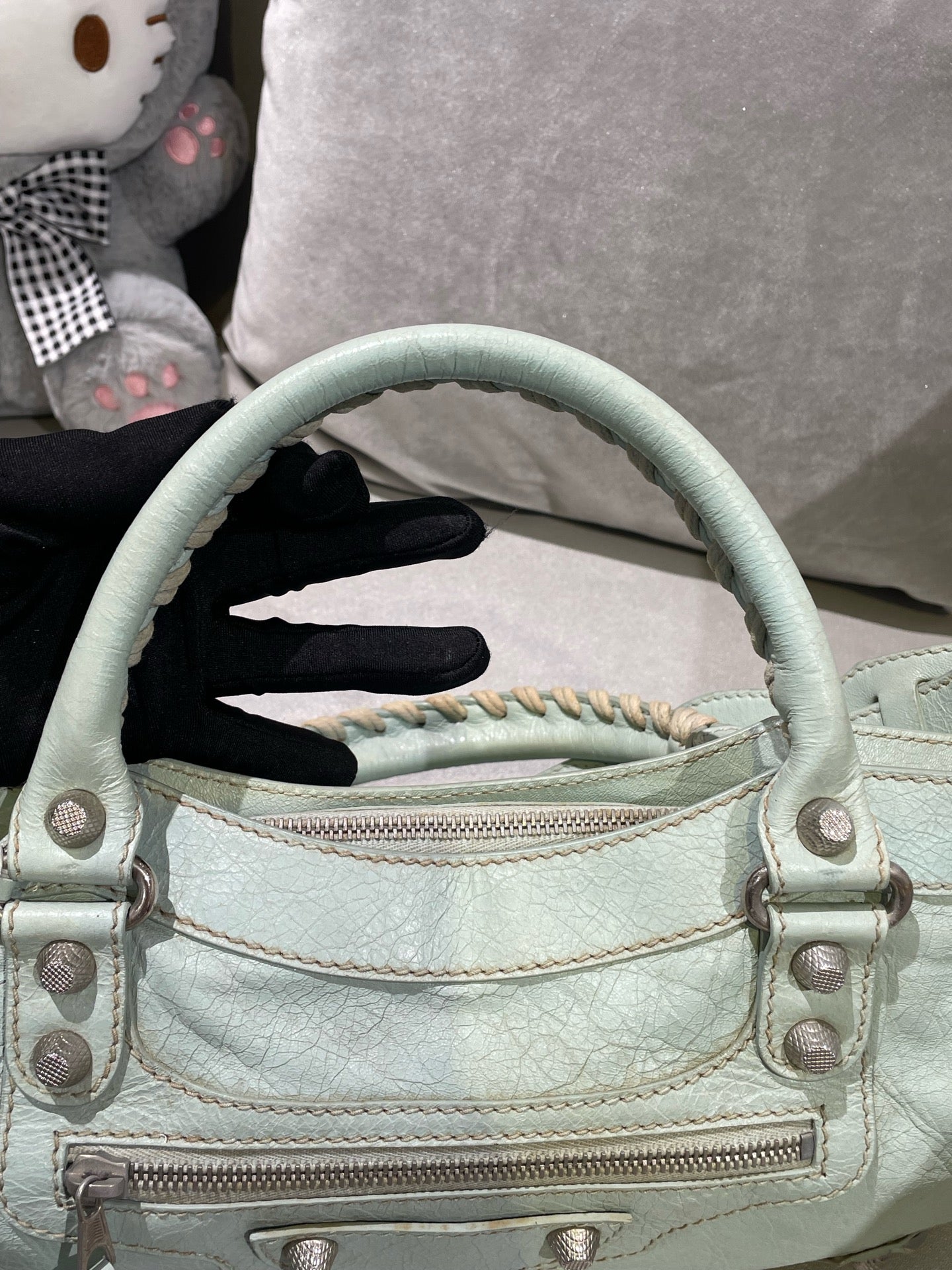 Balenciaga Women’s Metallic-Edged Handbag Green 390149-AQ41G-9670