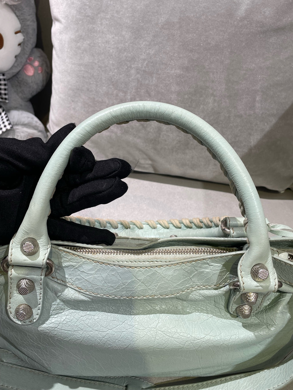 Balenciaga Women’s Metallic-Edged Handbag Green 390149-AQ41G-9670