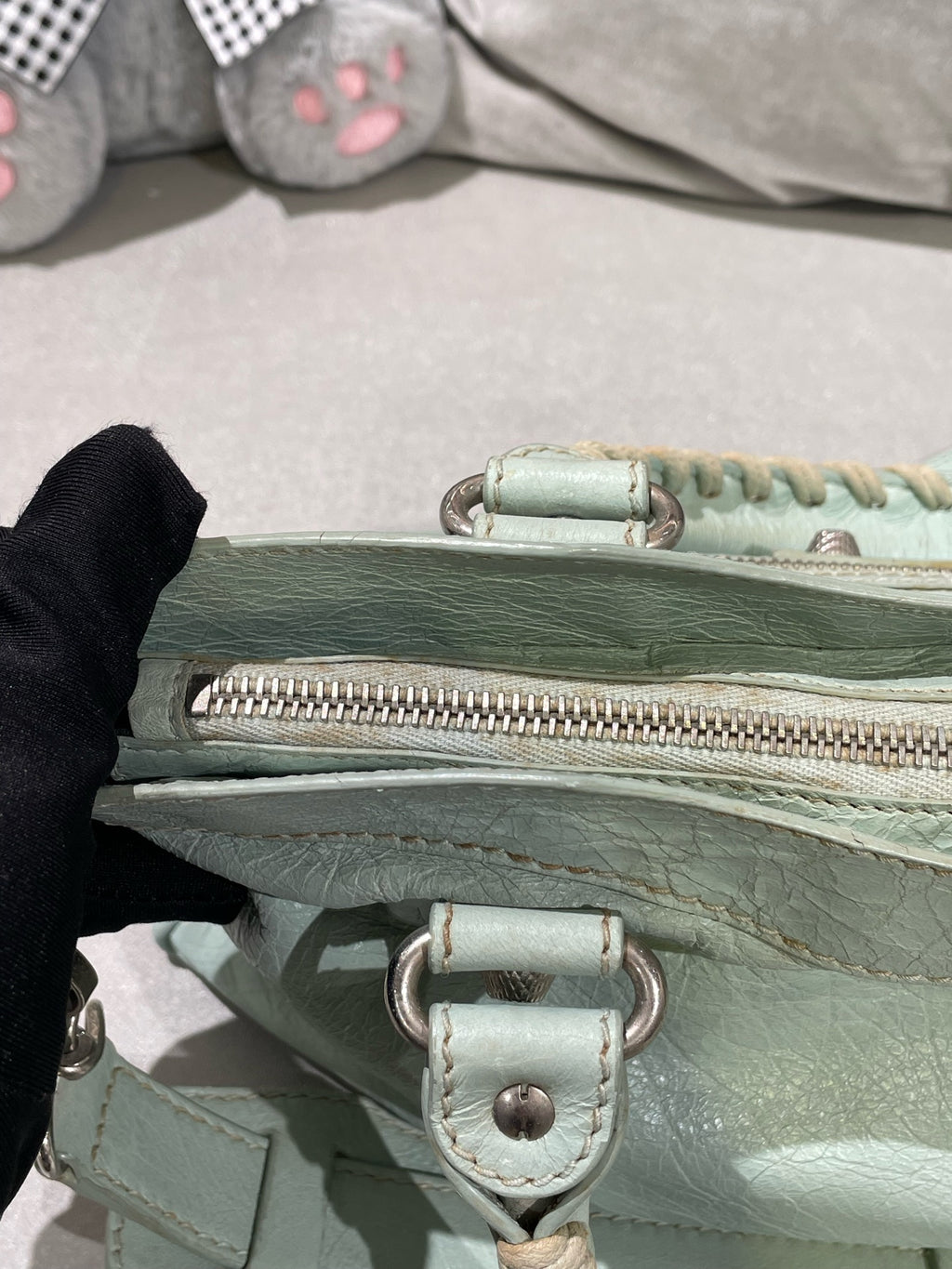 Balenciaga Women’s Metallic-Edged Handbag Green 390149-AQ41G-9670