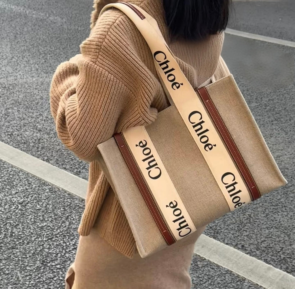 Chloe Canvas Brown Tote
