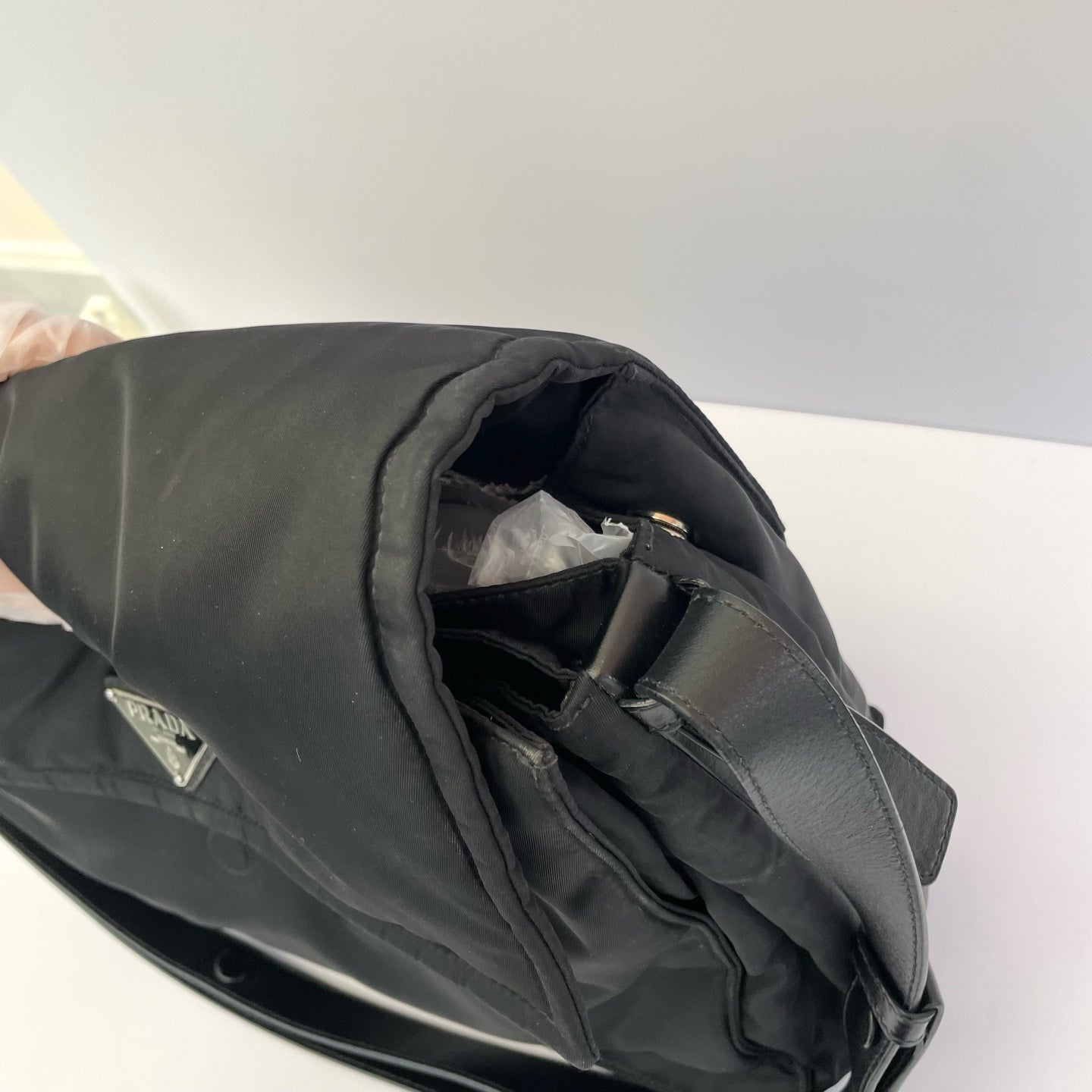 Prada Cini Large Re-Nylon Recycled Nylon Messenger Bag Cordura Messenger Bag 1BD256_RDLN_F0002_V_OOO