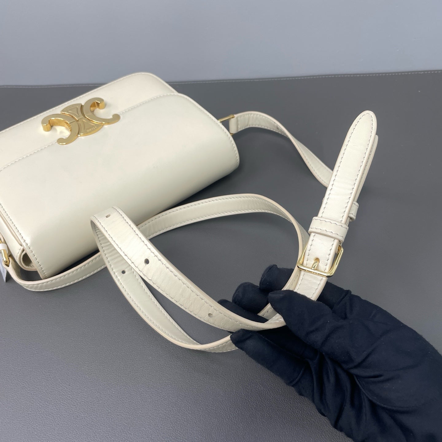 Celine Leather Gold Satchel