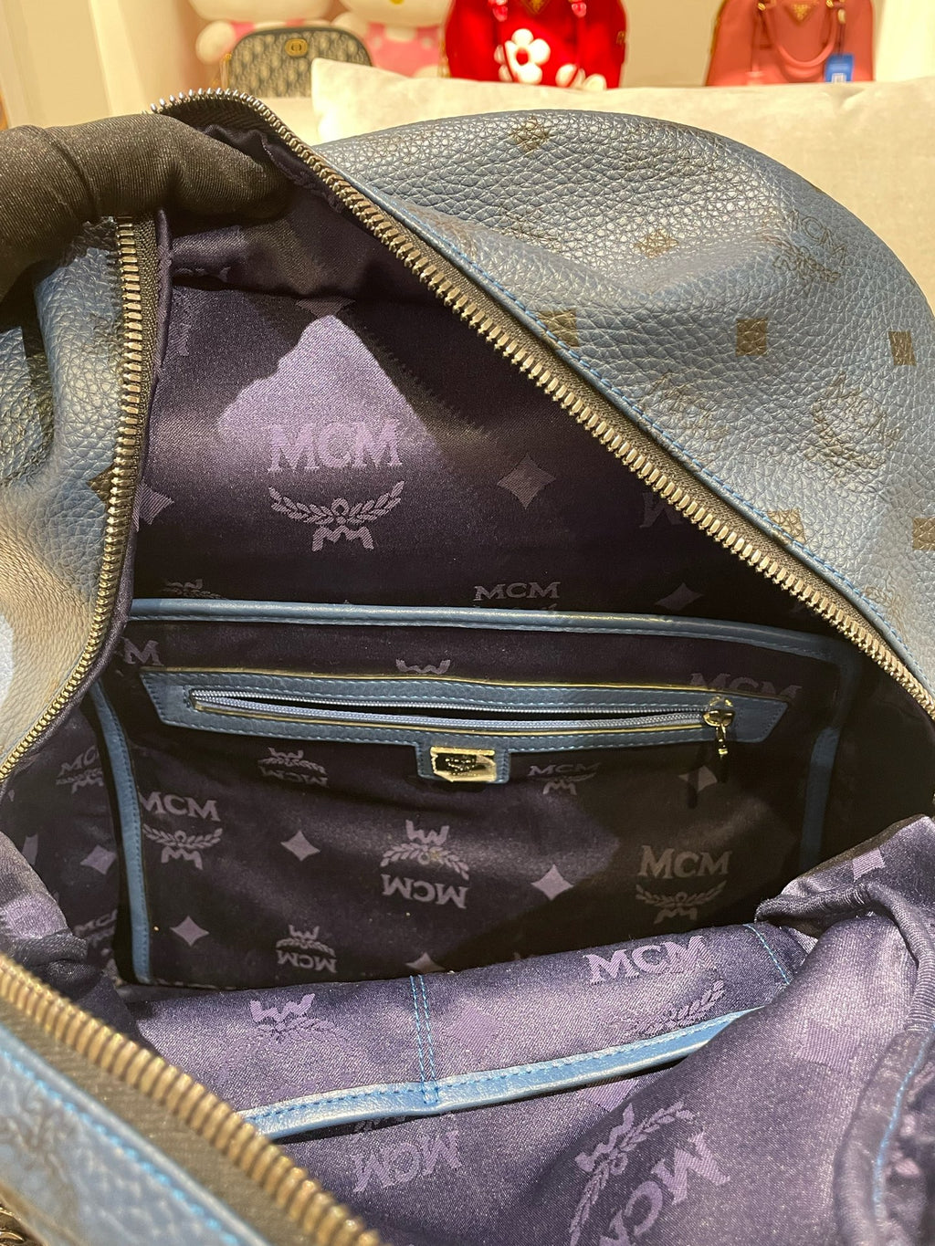 MCM Blue Backpack MMKAAVE32BK001