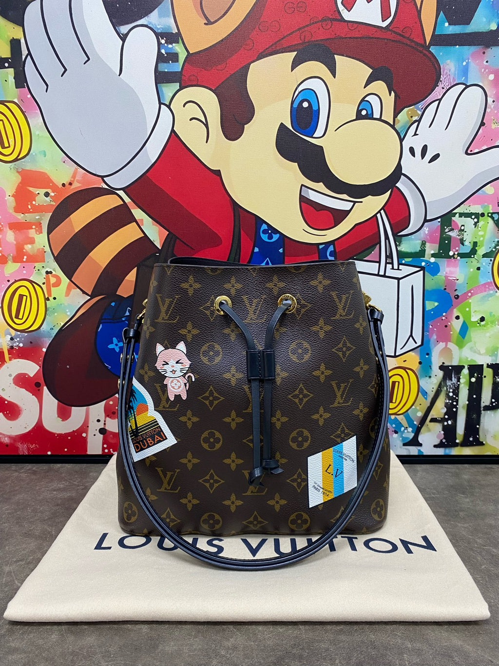 Louis Vuitton Canvas Black Bucket & Drawstring Bag
