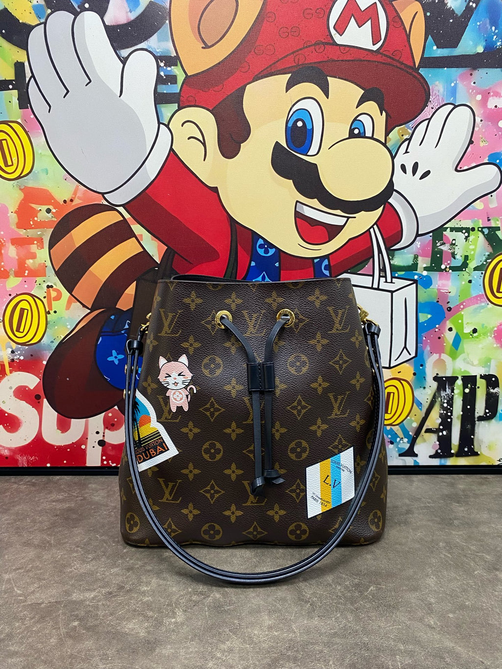 Louis Vuitton Canvas Black Bucket & Drawstring Bag
